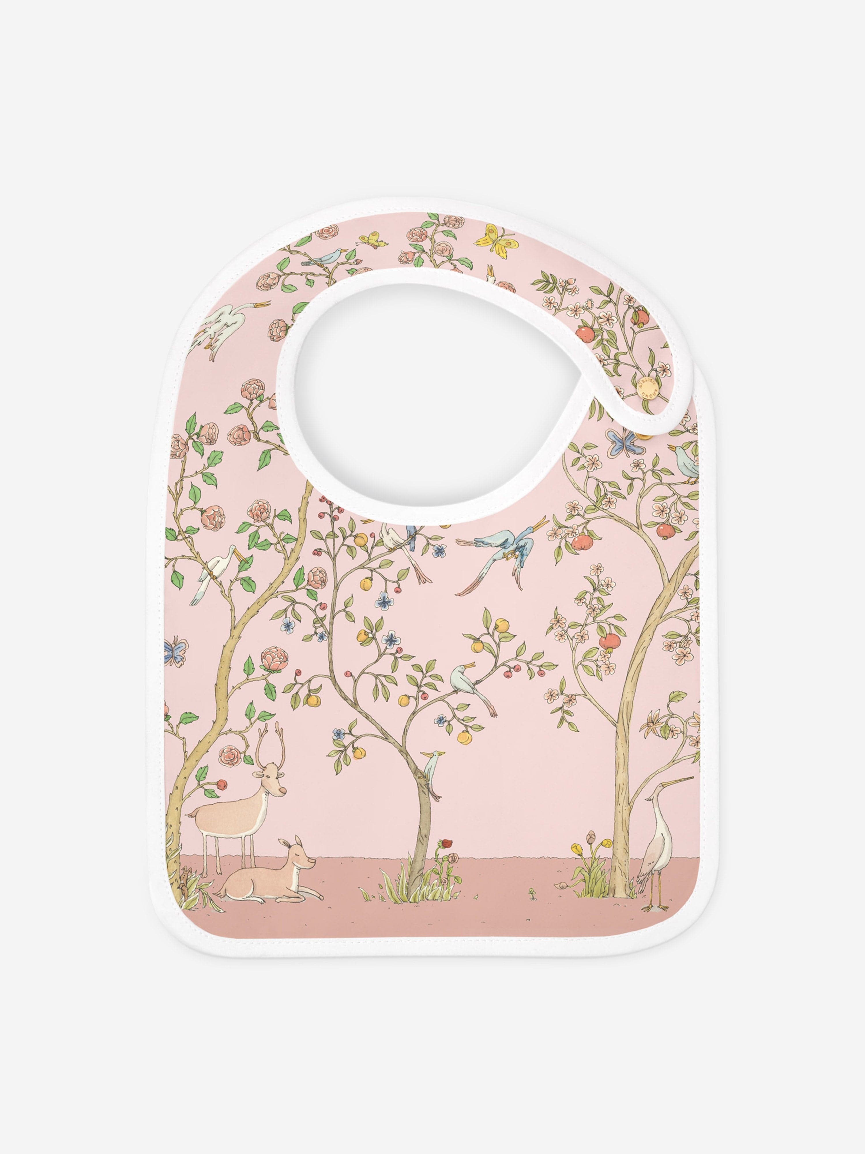 Atelier Choux Baby Girls In Bloom Satin Bib in Pink Cheap The Cheapest