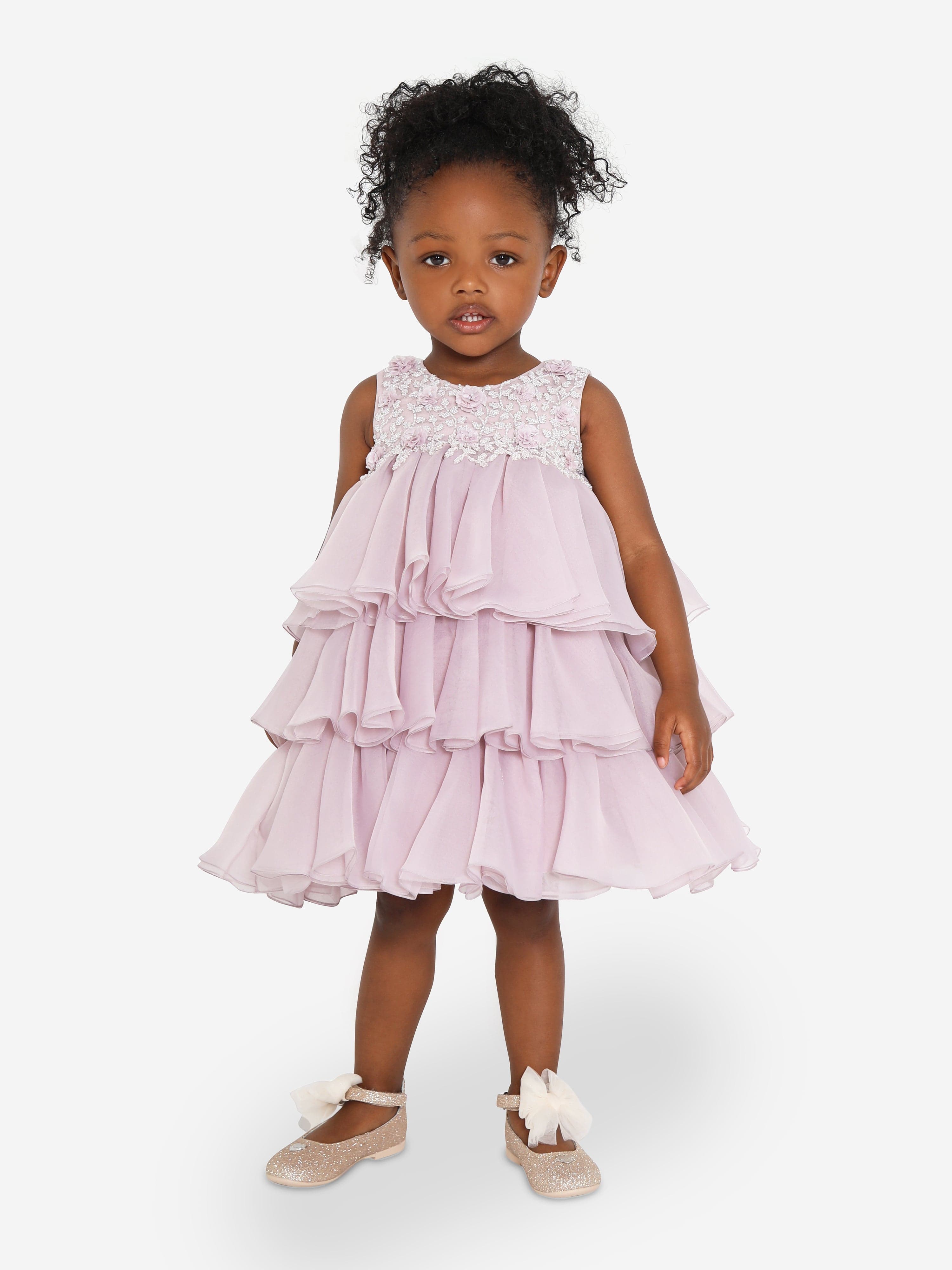 Maison Ava Girls Lumi Dress in Misty Lavender Professional