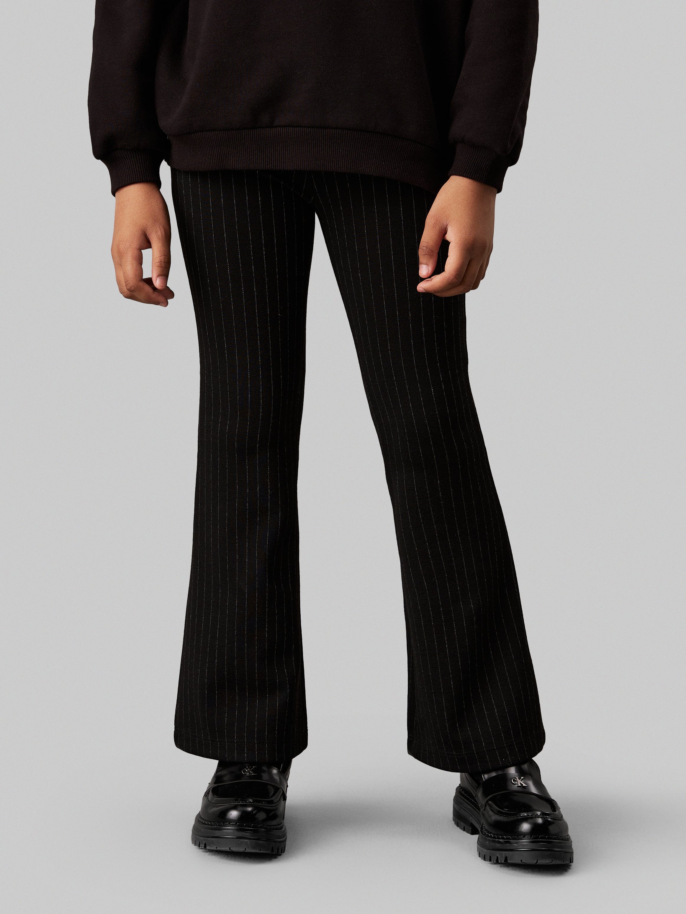 Calvin Klein Girls Pinstripe Flare Trousers in Black Get To Buy Cheap Online