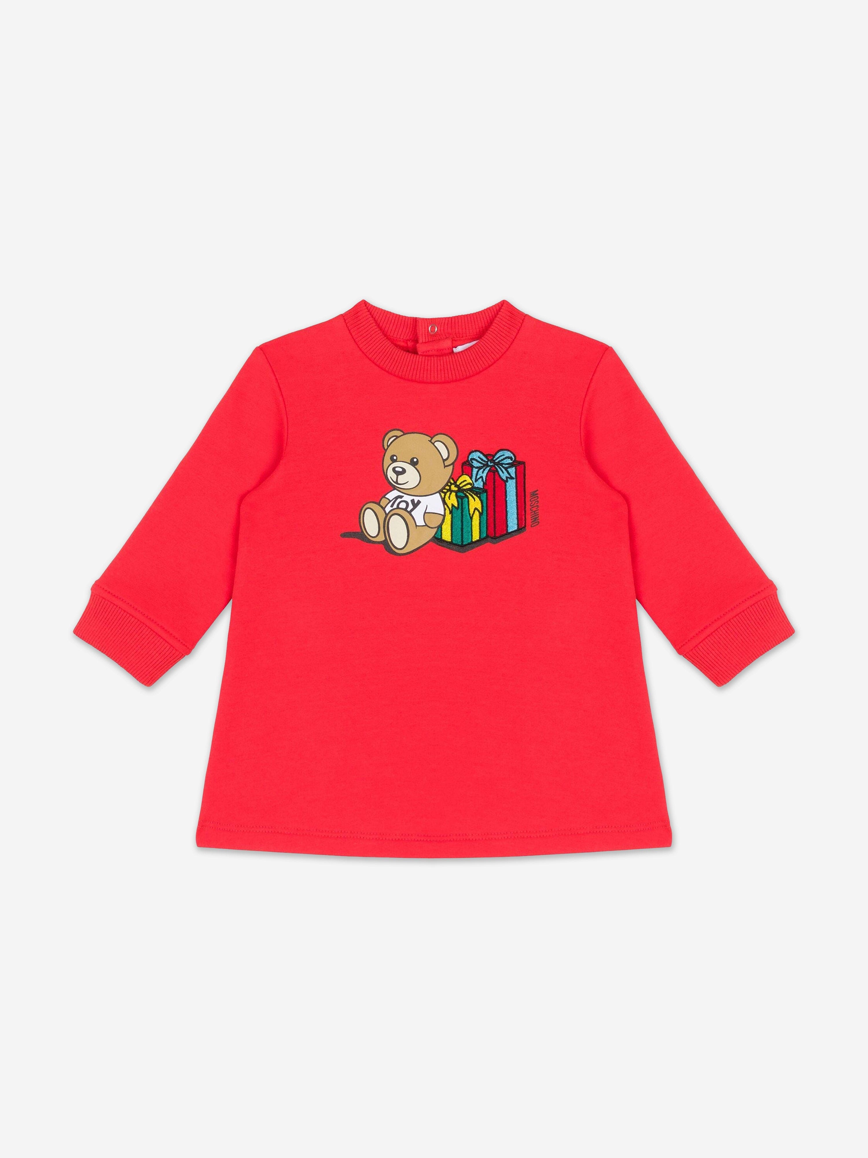 Moschino Baby Girls Bear Sweater Dress in Red Discount Purchase