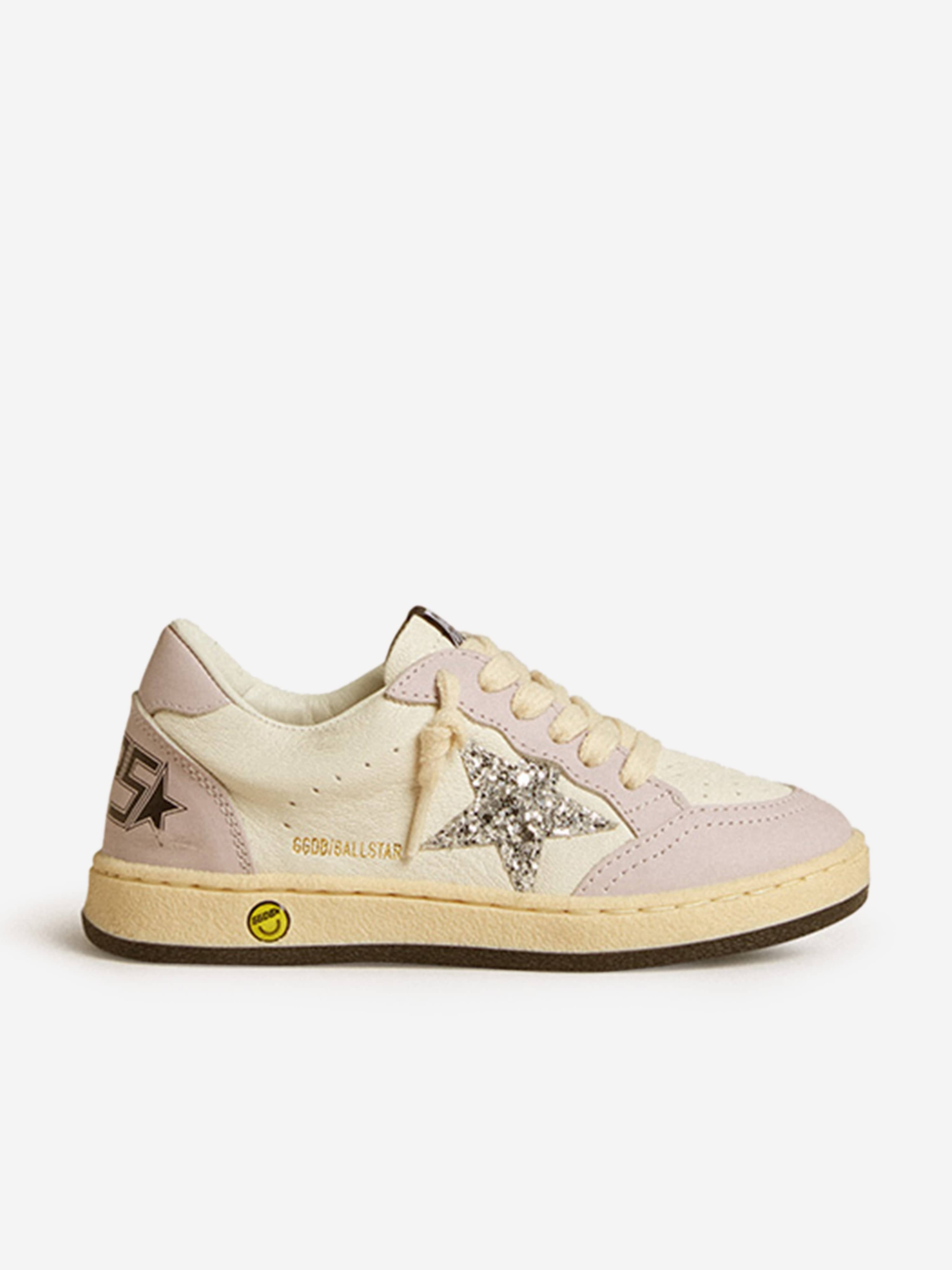 Girls Leather Ballstar Trainers in White Shop For Sale