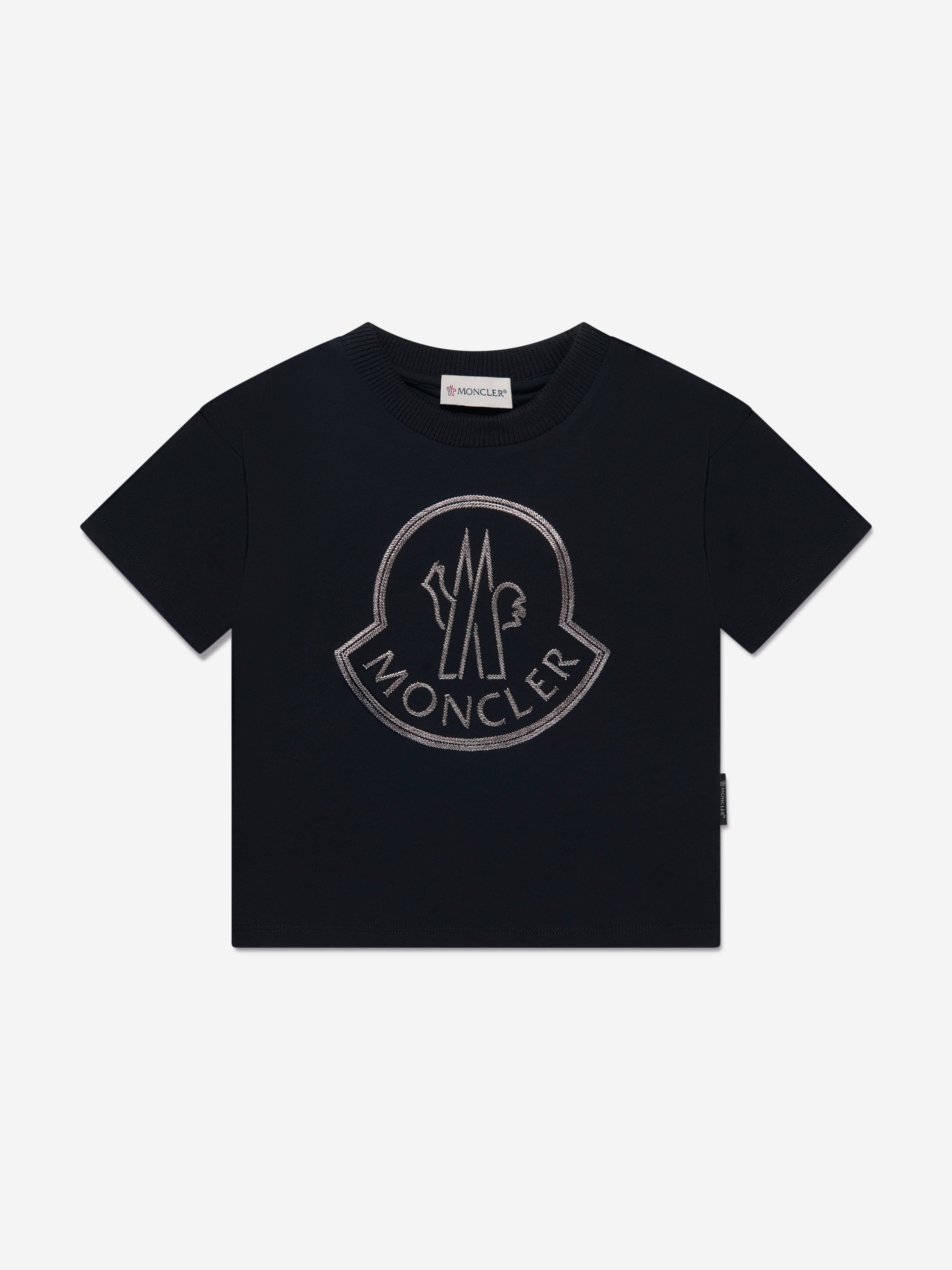 Moncler Enfant Girls Logo Print T-Shirt in Black Cheap Sale New Arrival