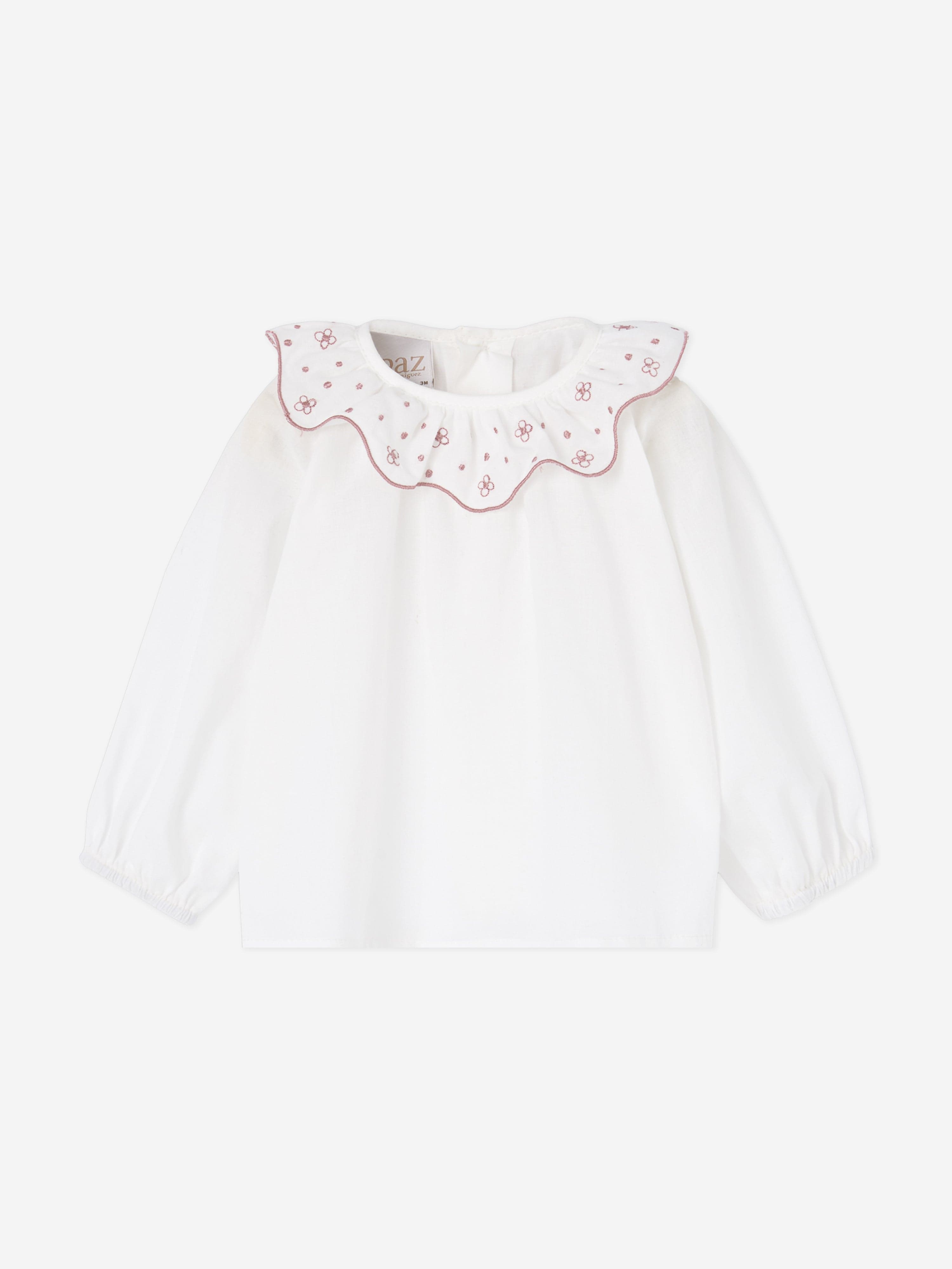 Paz Rodriguez Baby Girls Embroidered Blouse in Ivory Pick A Best For Sale