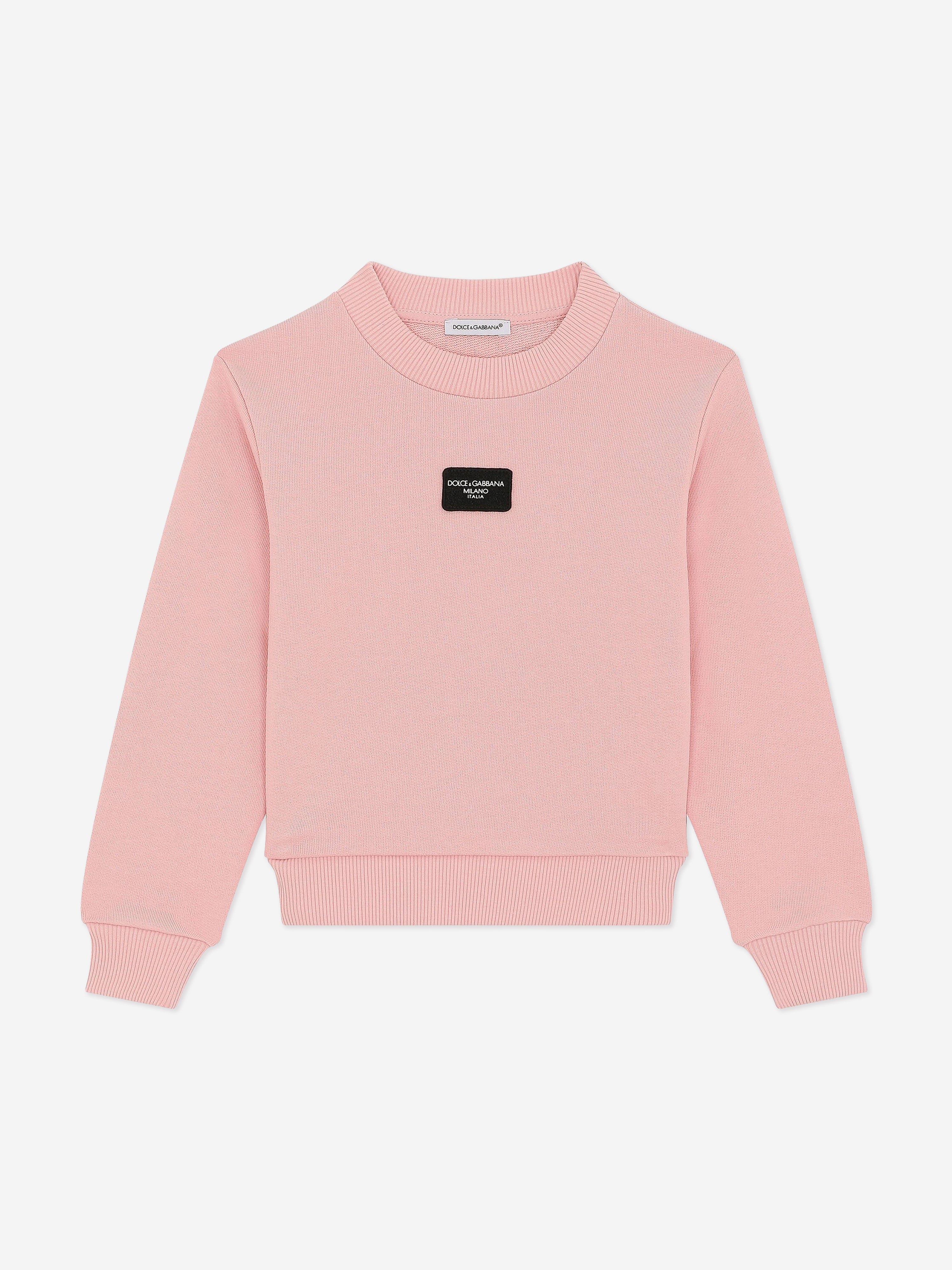 Dolce & Gabbana Girls Logo Label Sweatshirt in Pink Pick A Best Cheap Pice