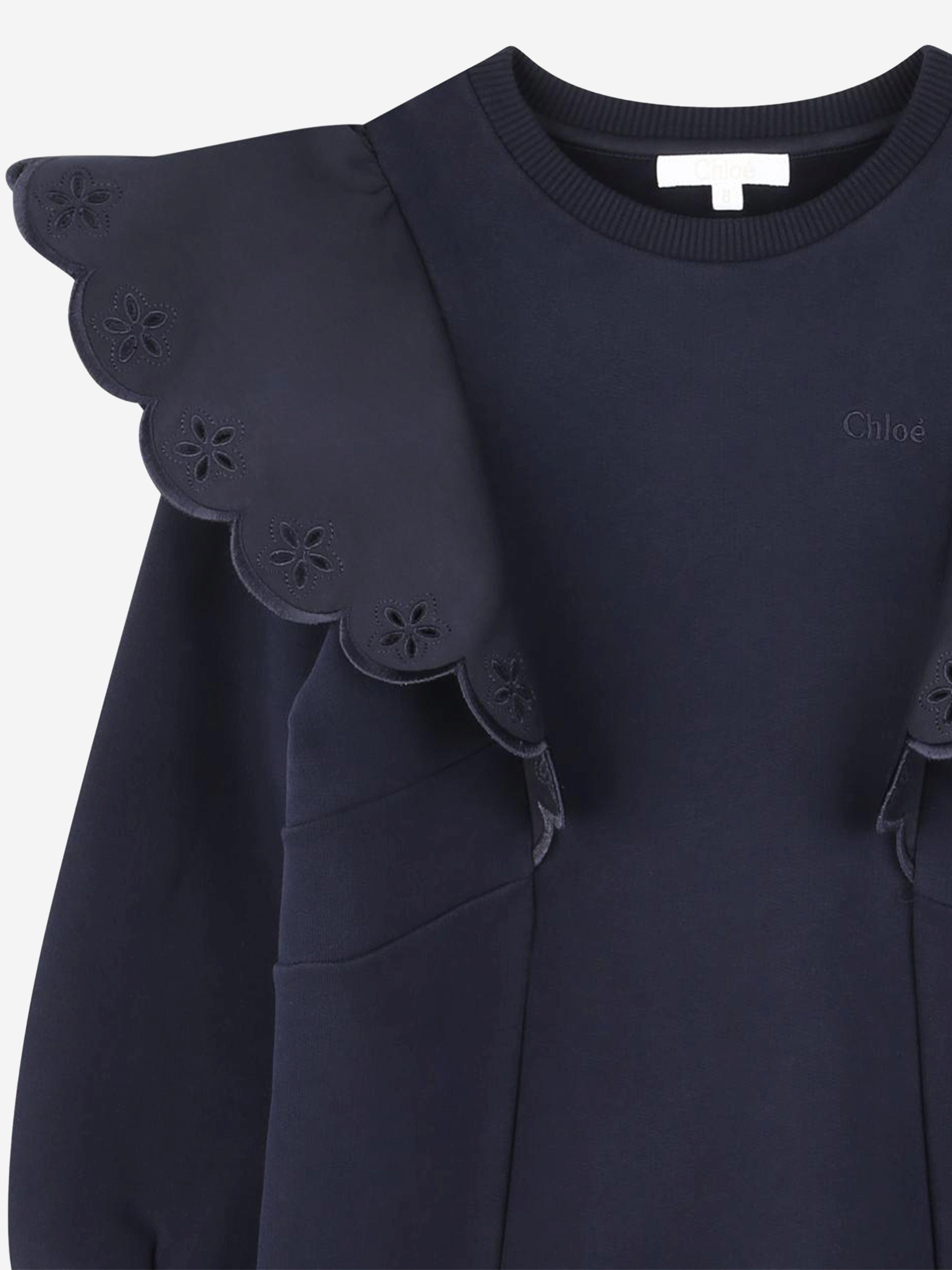 Chlo¨¦ Girls Ruffle Sweater Dress in Navy Cheap Perfect