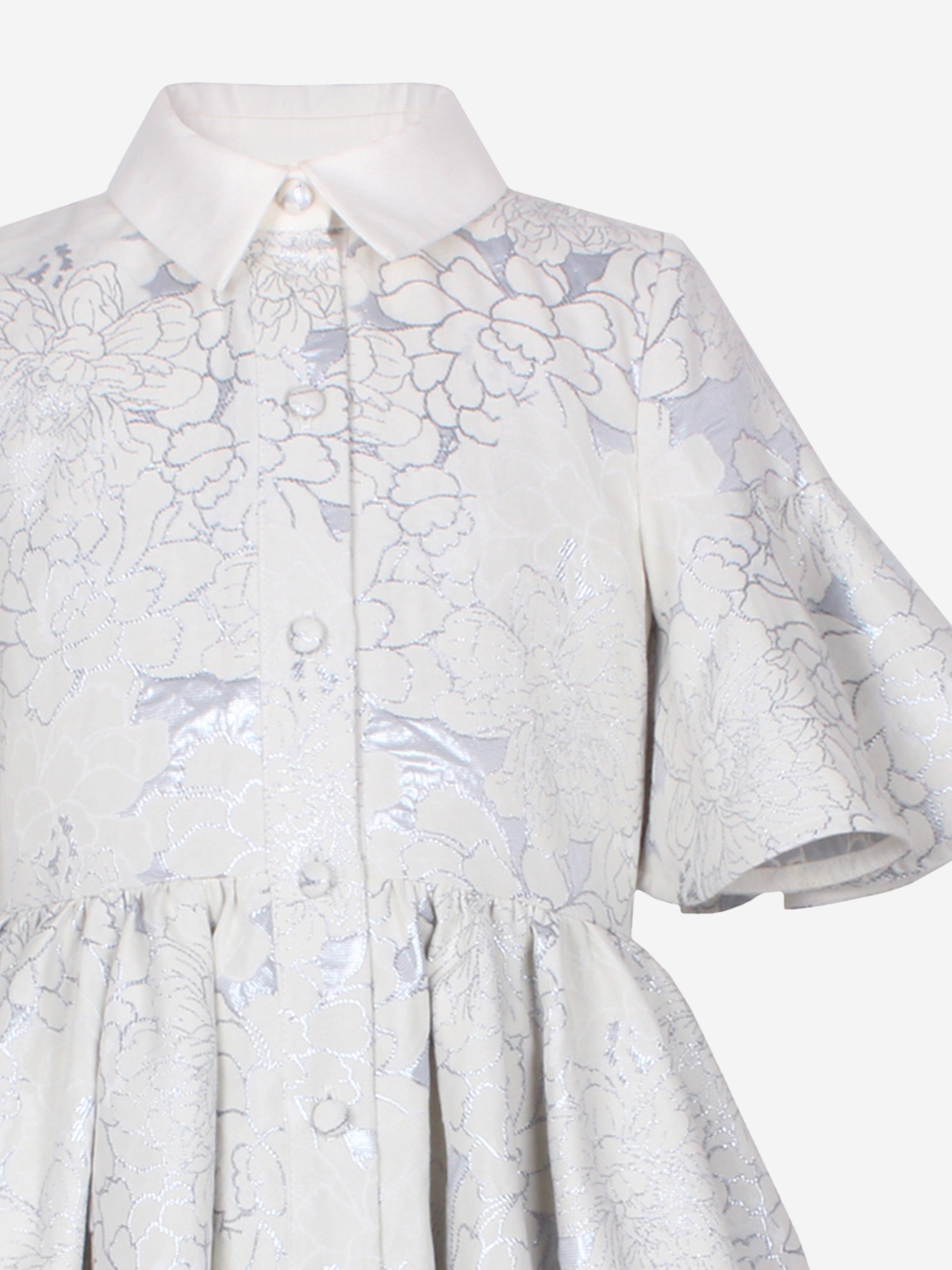Jessie And James Girls Little Sister Flower Jacquard Dress in Blue Buy Cheap Hot Sale