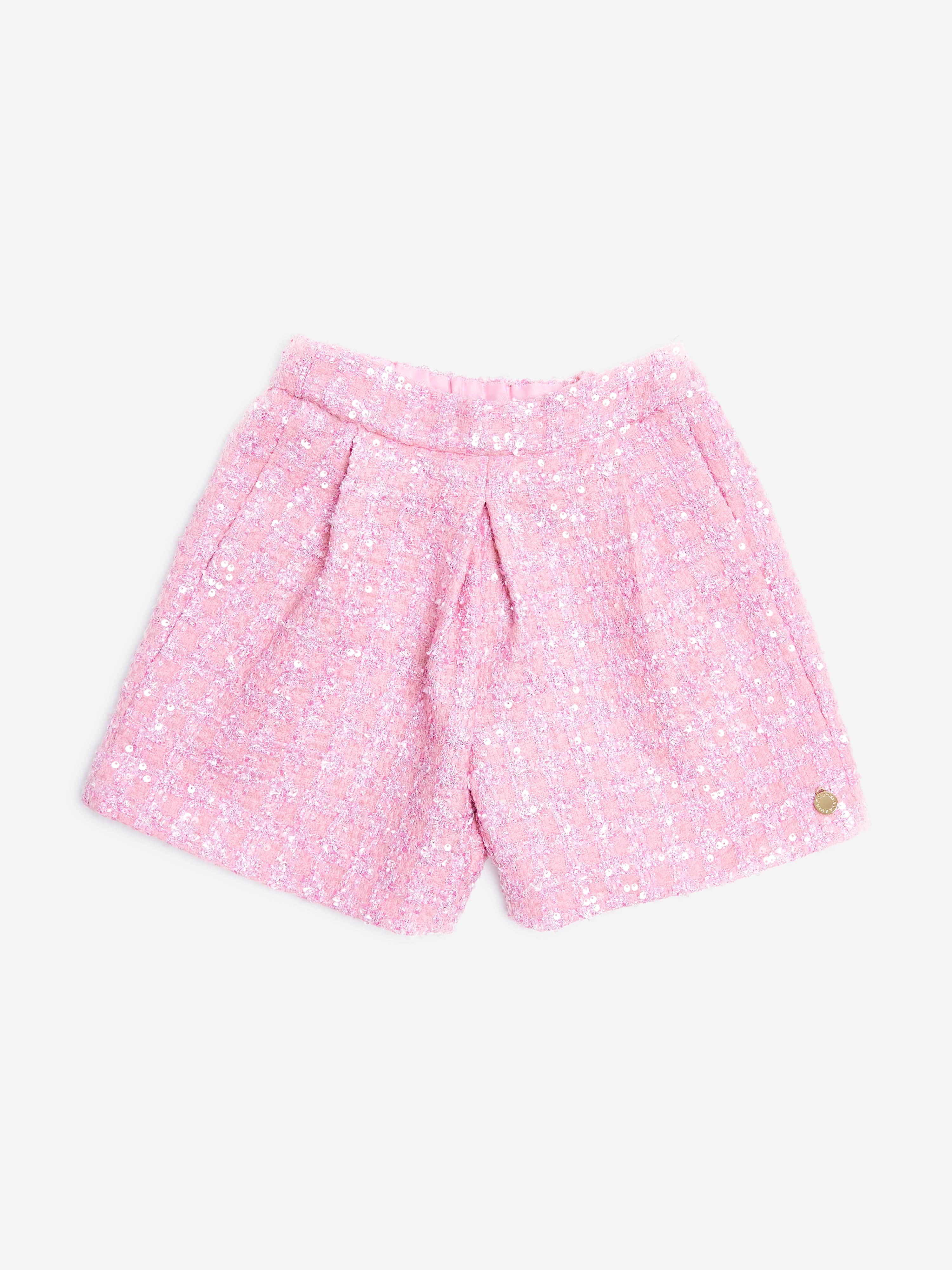BCBG Girls Tweed Pleated Shorts in Pink Outlet Supply