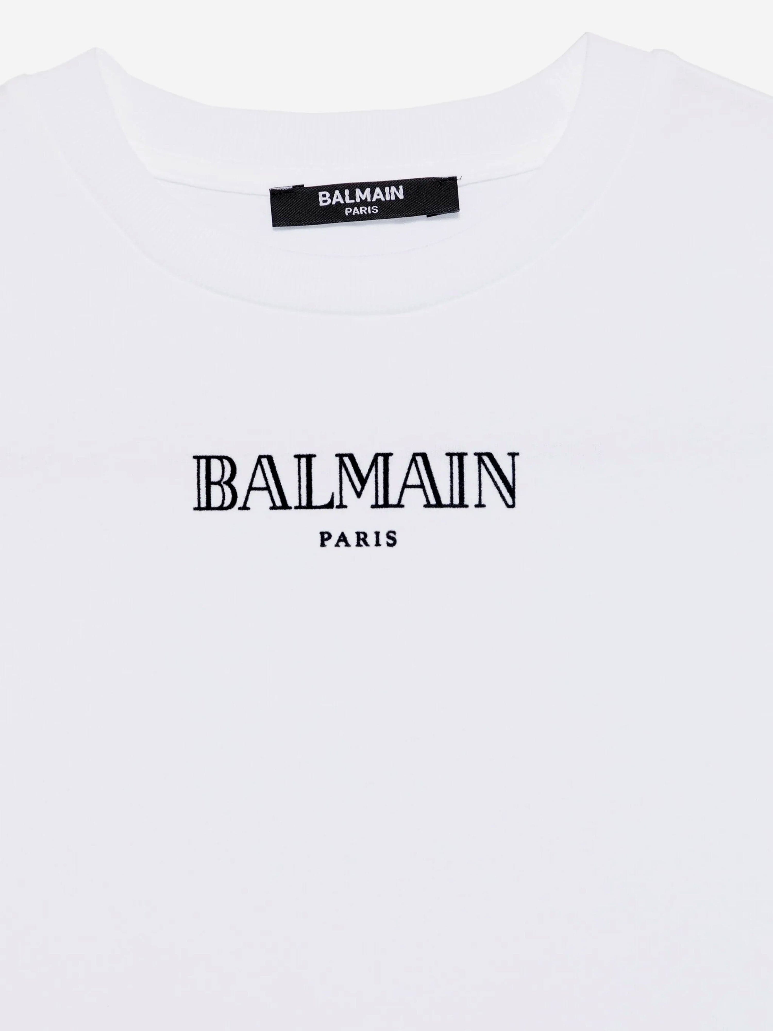 Balmain Kids Logo T-Shirt in White Outlet Best Pices