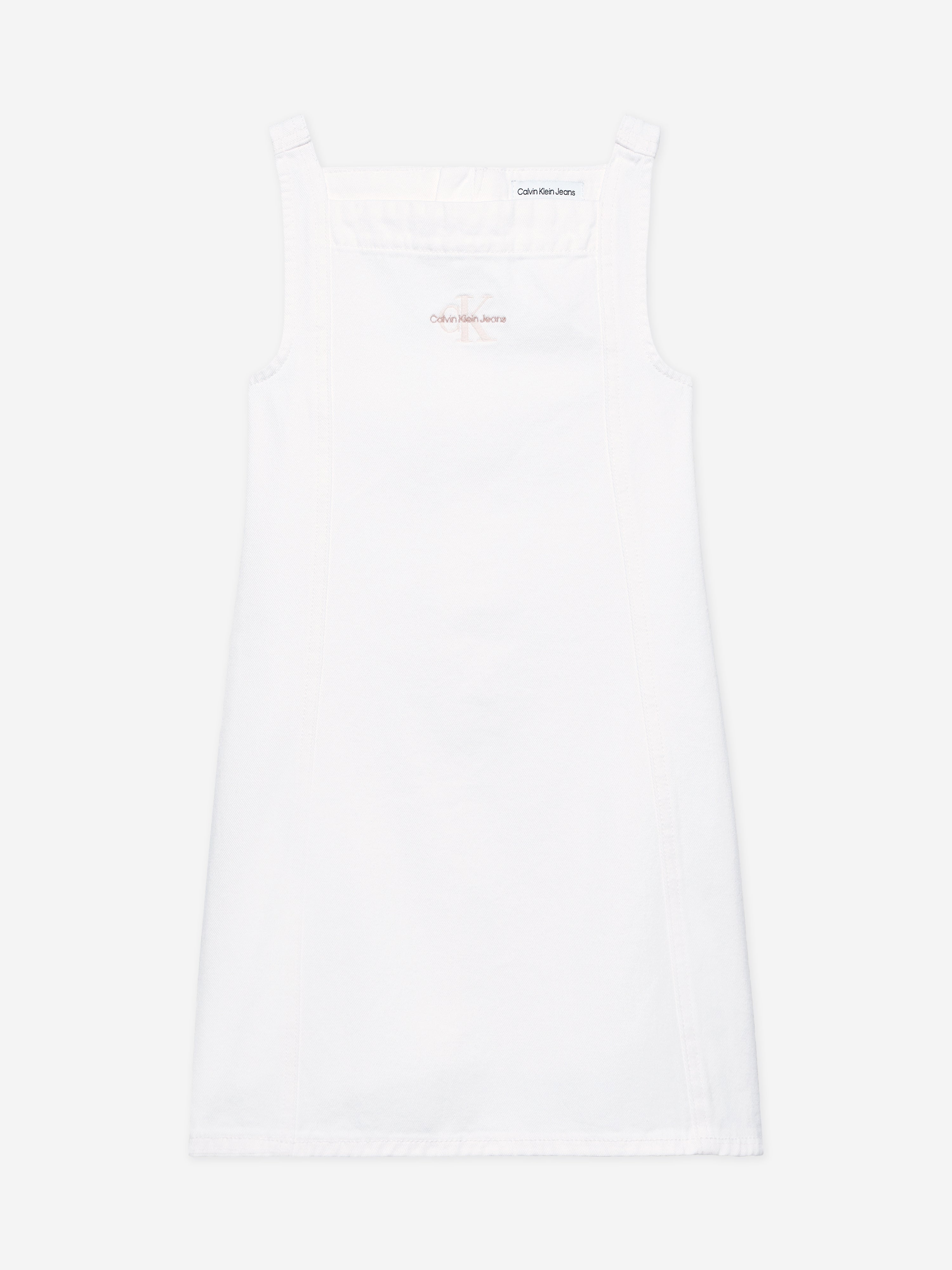 Calvin Klein Girls Button Denim Dress in Ivory Cheap Best Store To Get