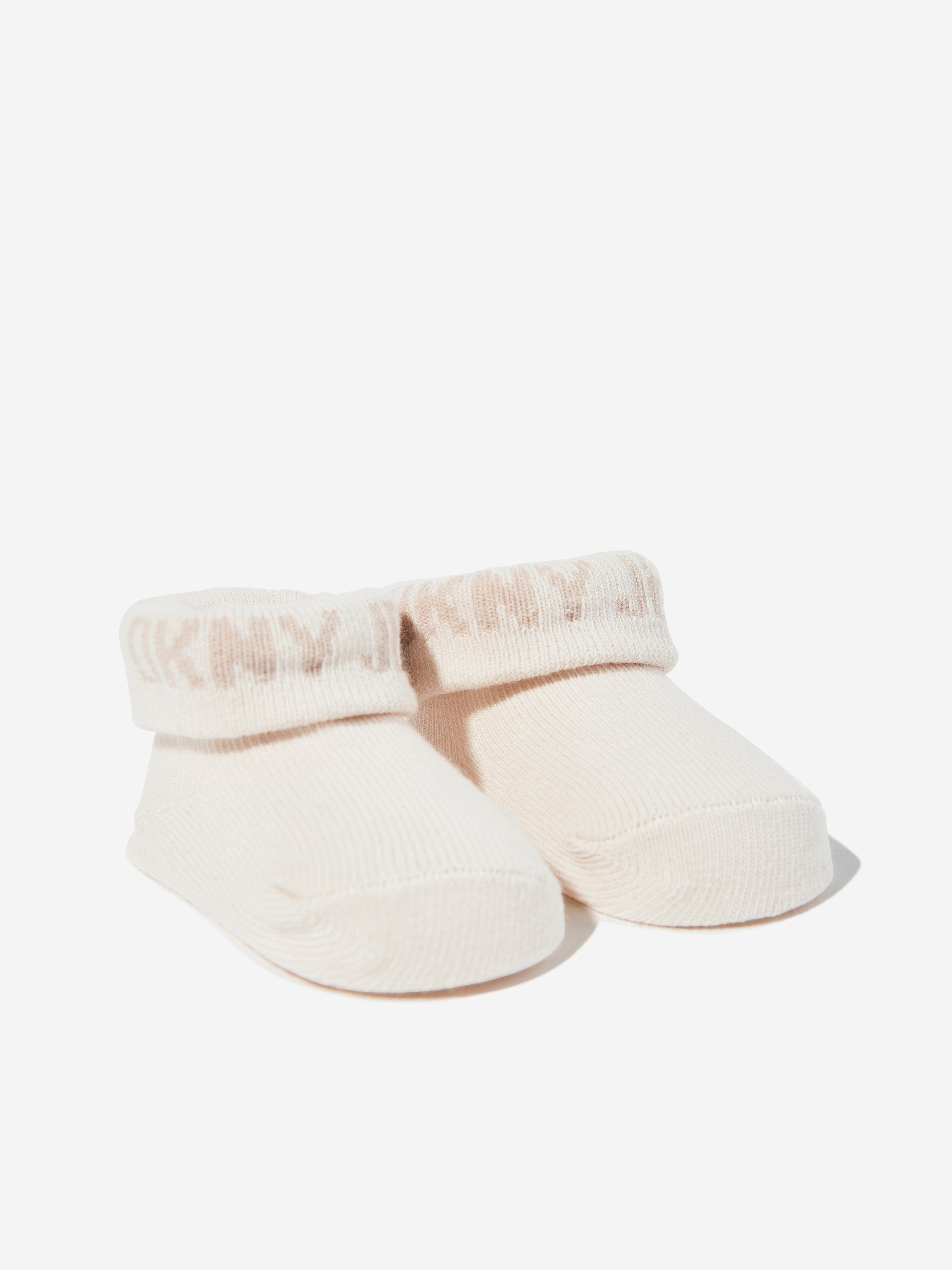 DKNY Baby Bibs and Socks Set in Beige Exclusive Online