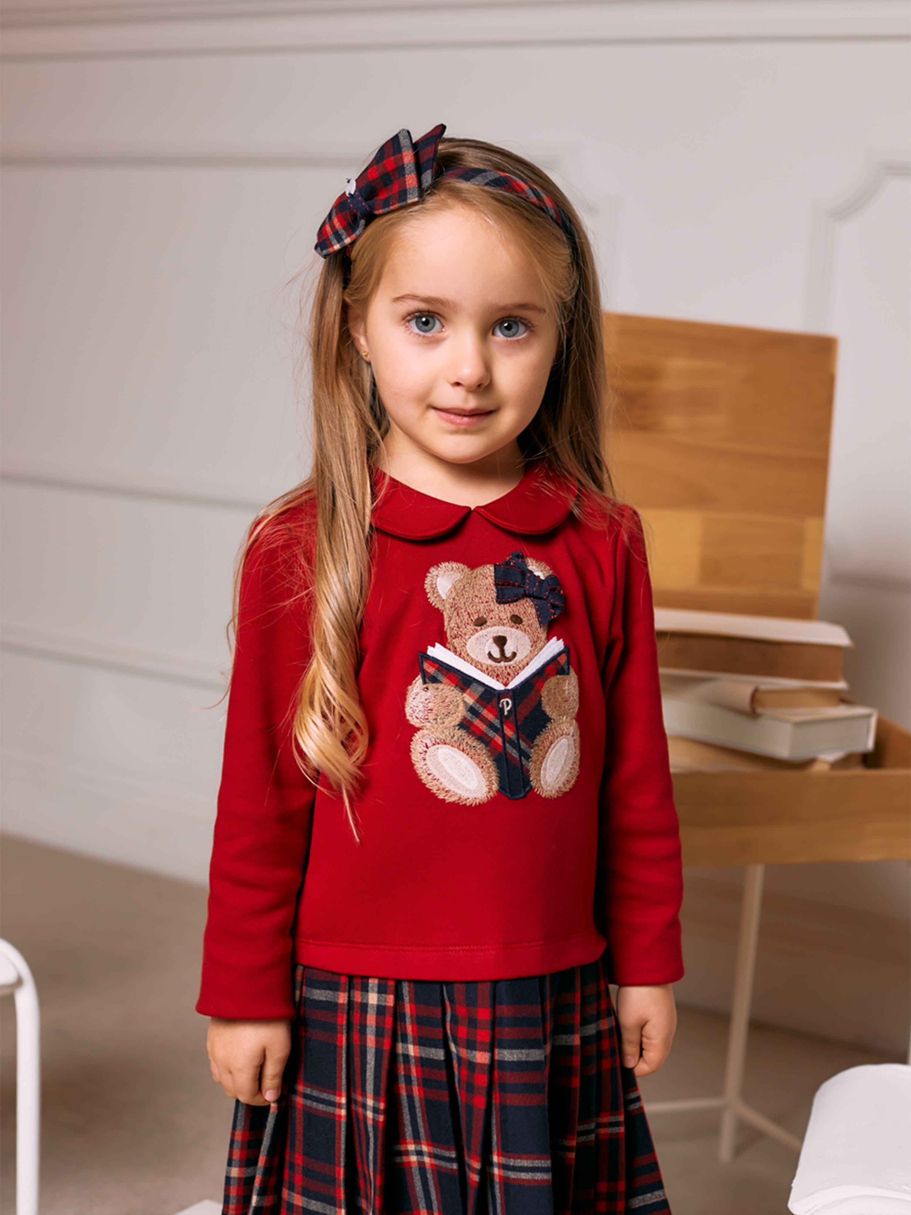 Patachou Girls Tartan Bow Headband in Red Clearance Good Selling