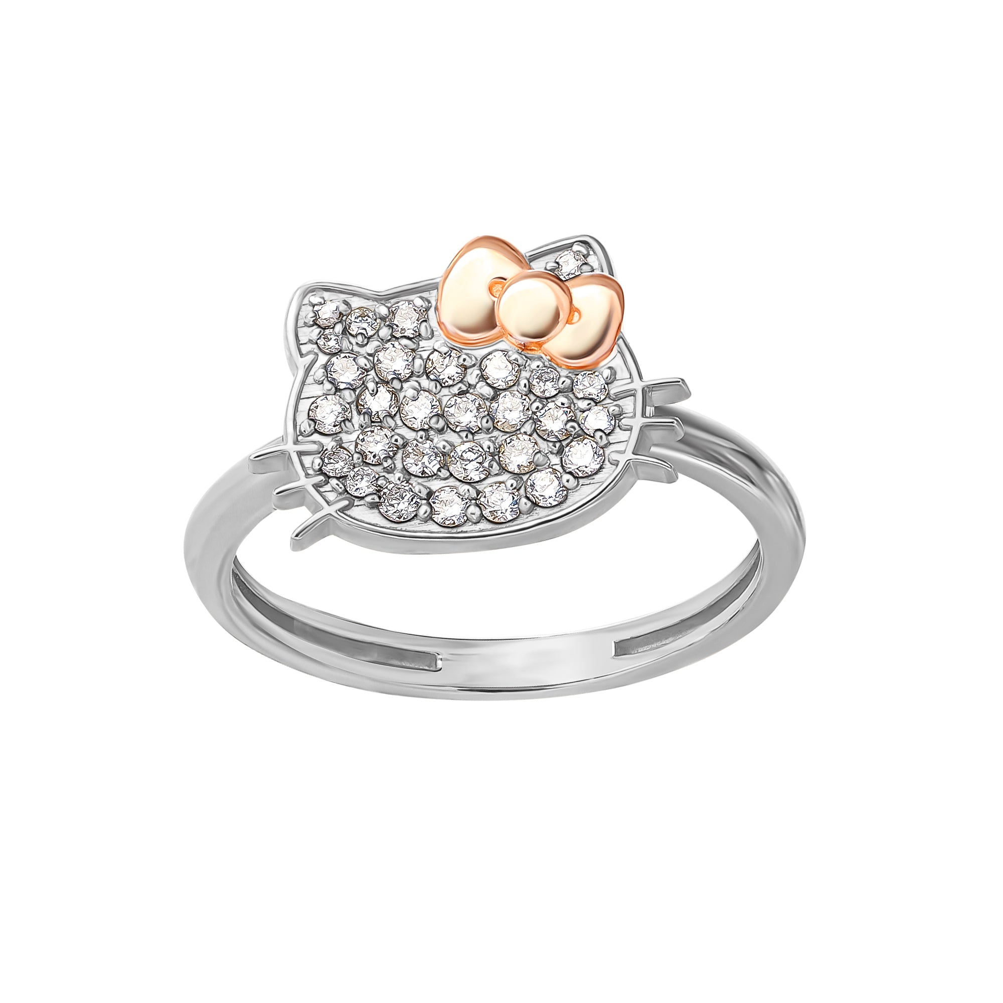 Hello Kitty 14K White Gold Pav¨¦ Diamond Ring (Size 7 Only) Best Wholesale For Sale