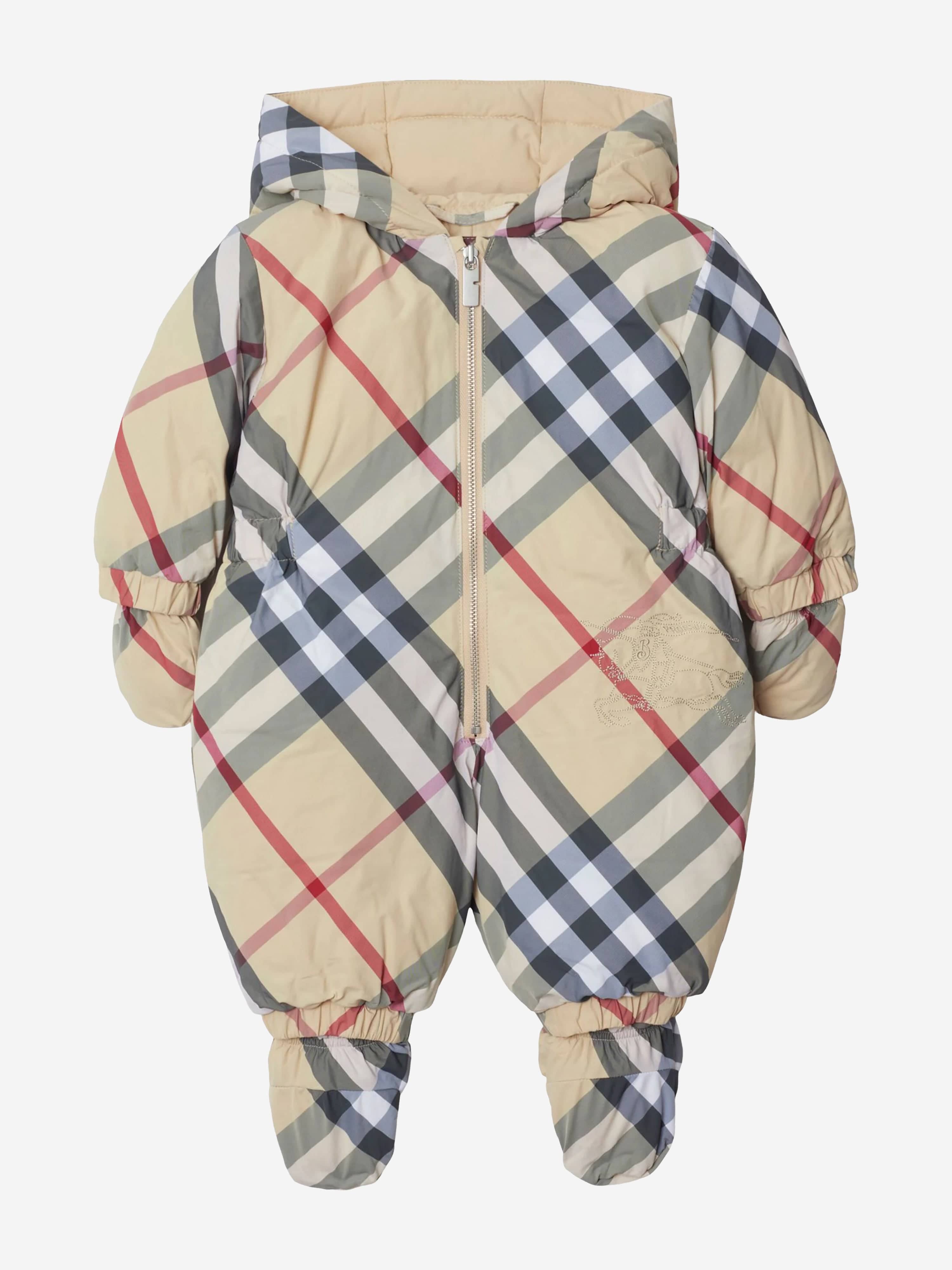 Burberry Baby Robson Check Snowsuit in Beige Supply