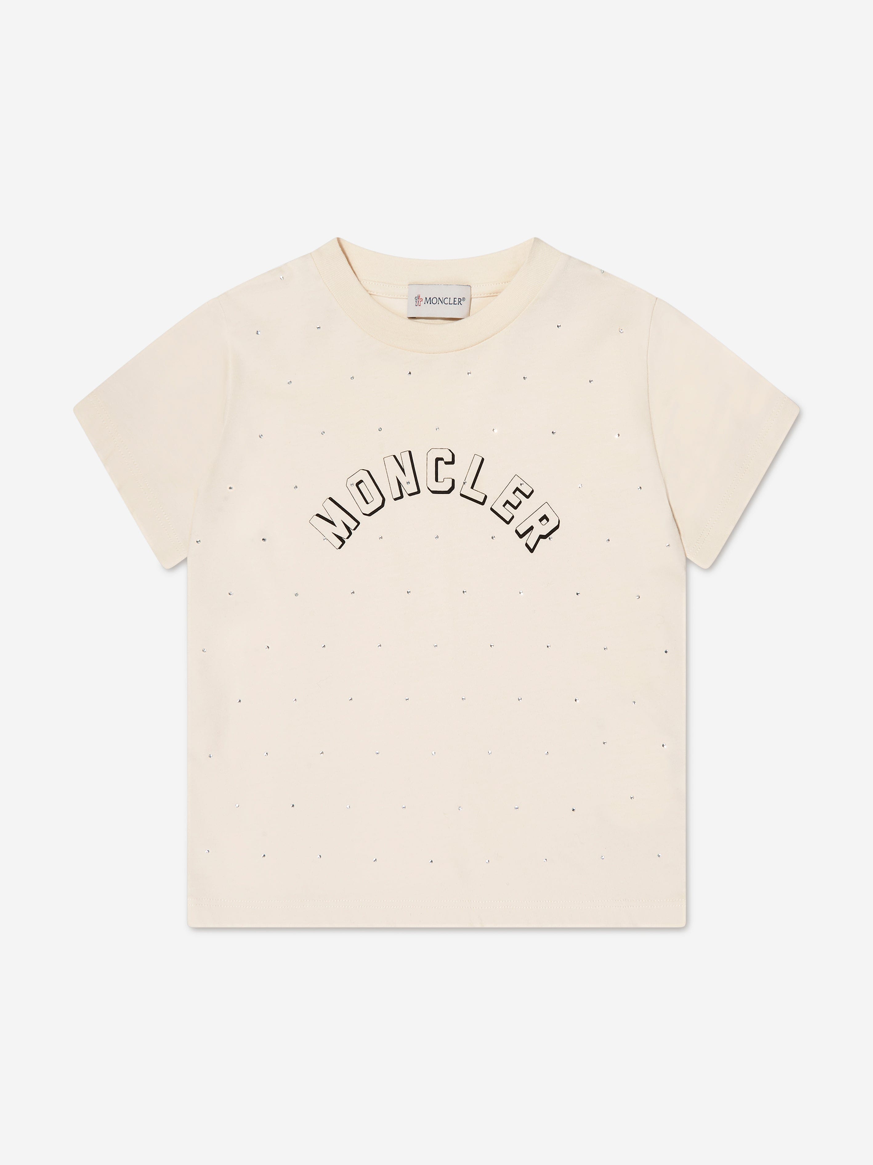 Moncler Enfant Girls Logo T-Shirt in Ivory Sale Purchase