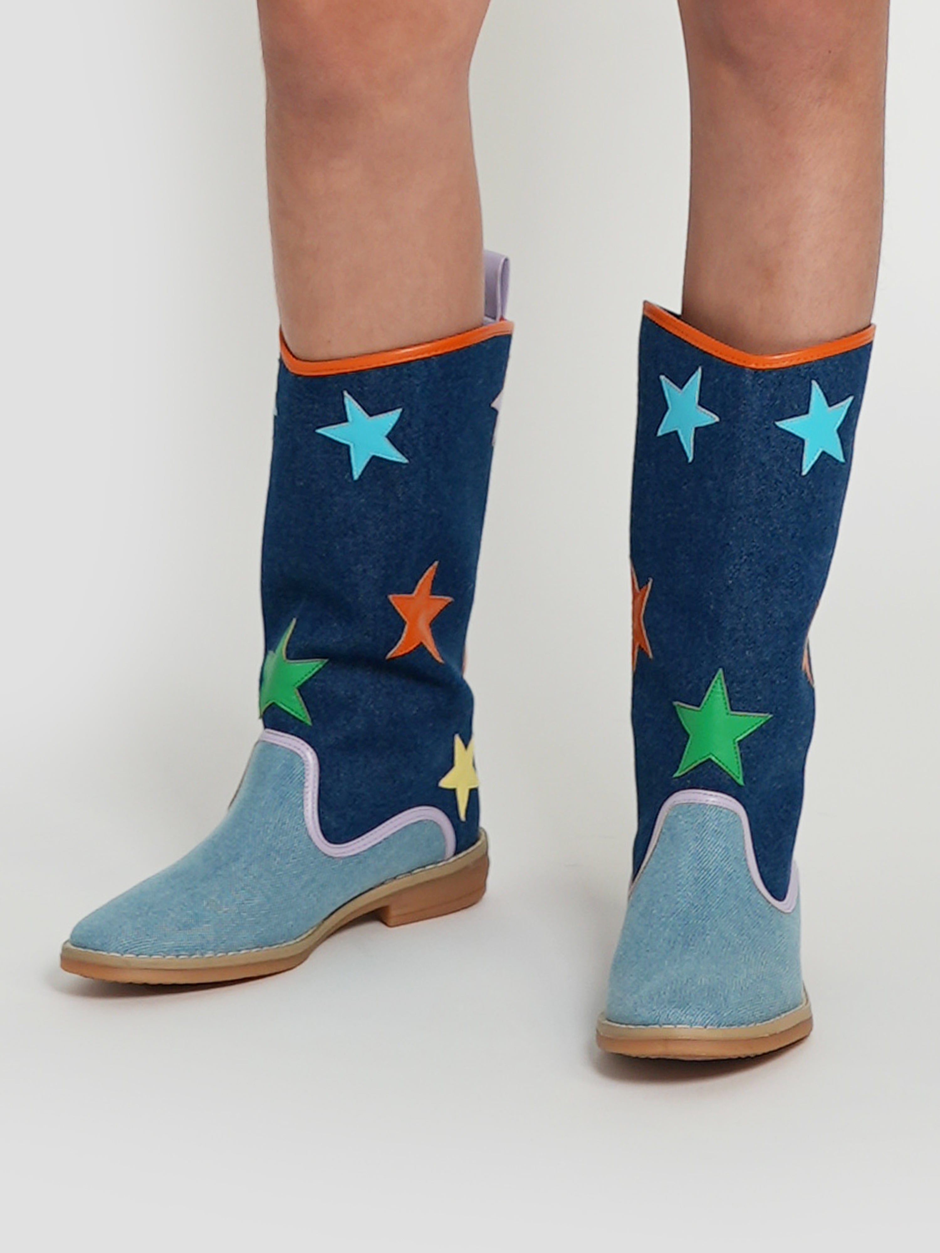 Stella McCartney Girls Denim Star Cowboy Boots in Blue Ebay Online