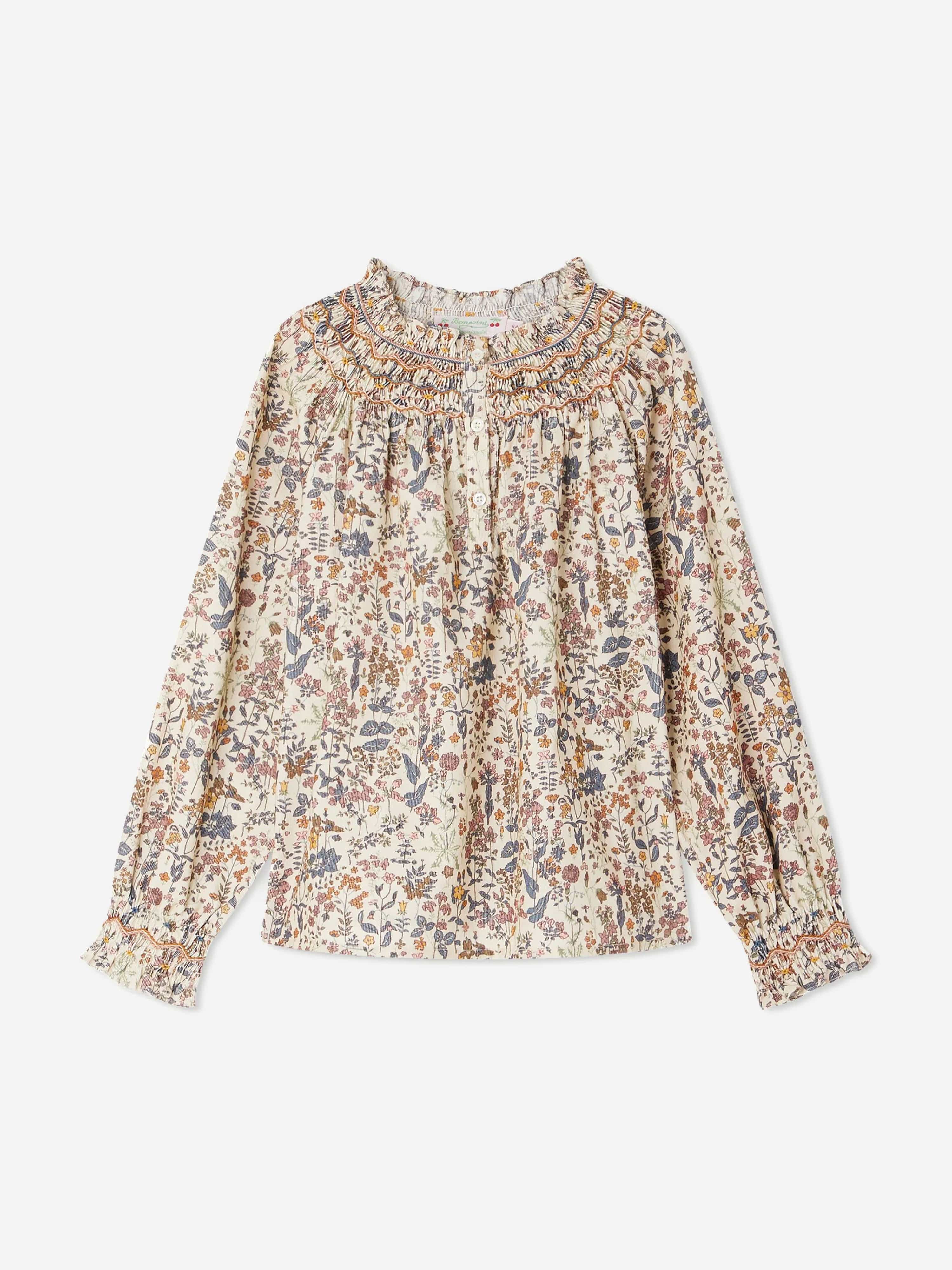 Bonpoint Girls Petal Smocked Blouse in Multicolour Cheap Sale Latest Collections