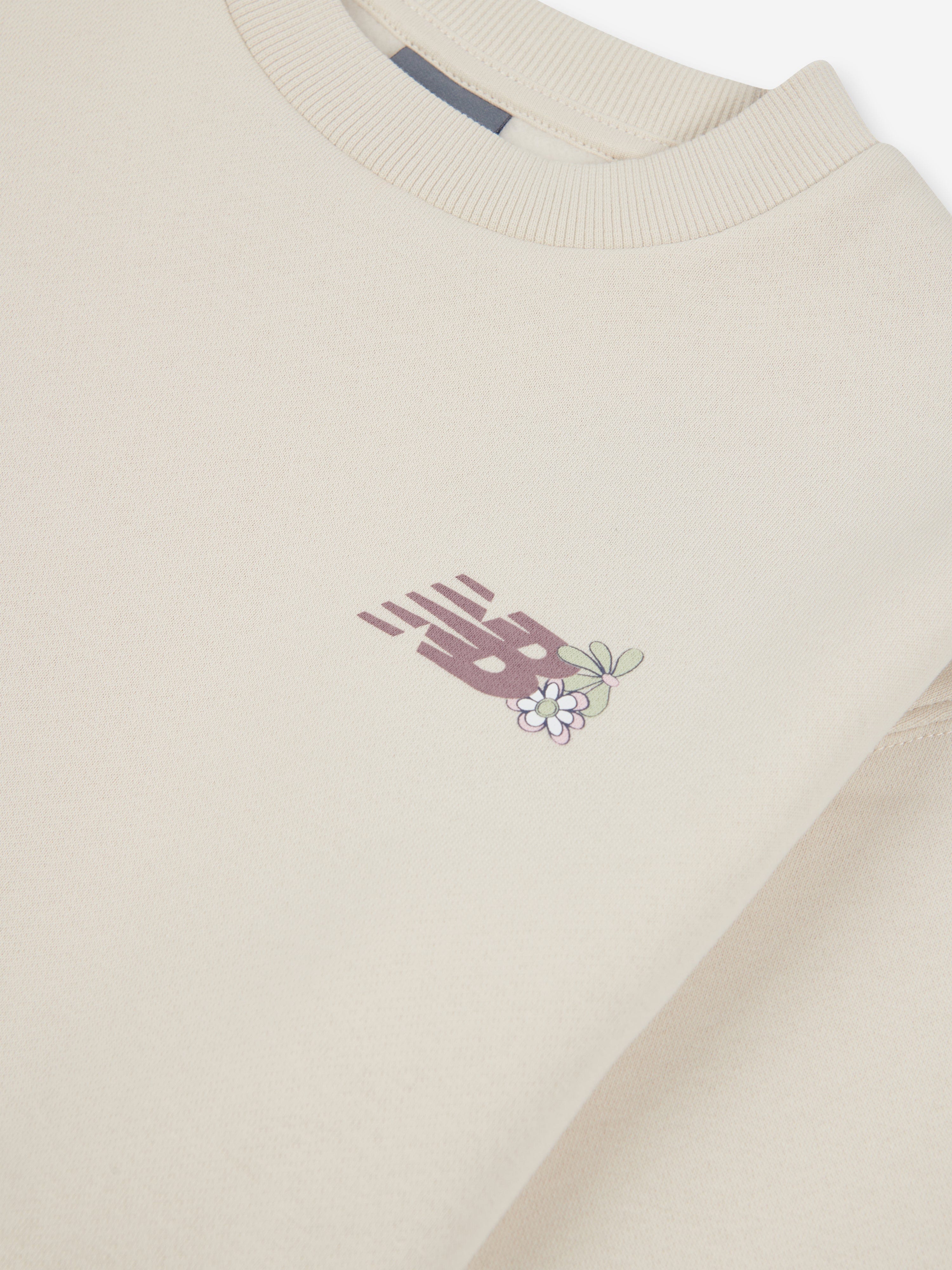 New Balance Girls Circle Floral Graphic Sweatshirt in Ivory Pick A Best For Sale