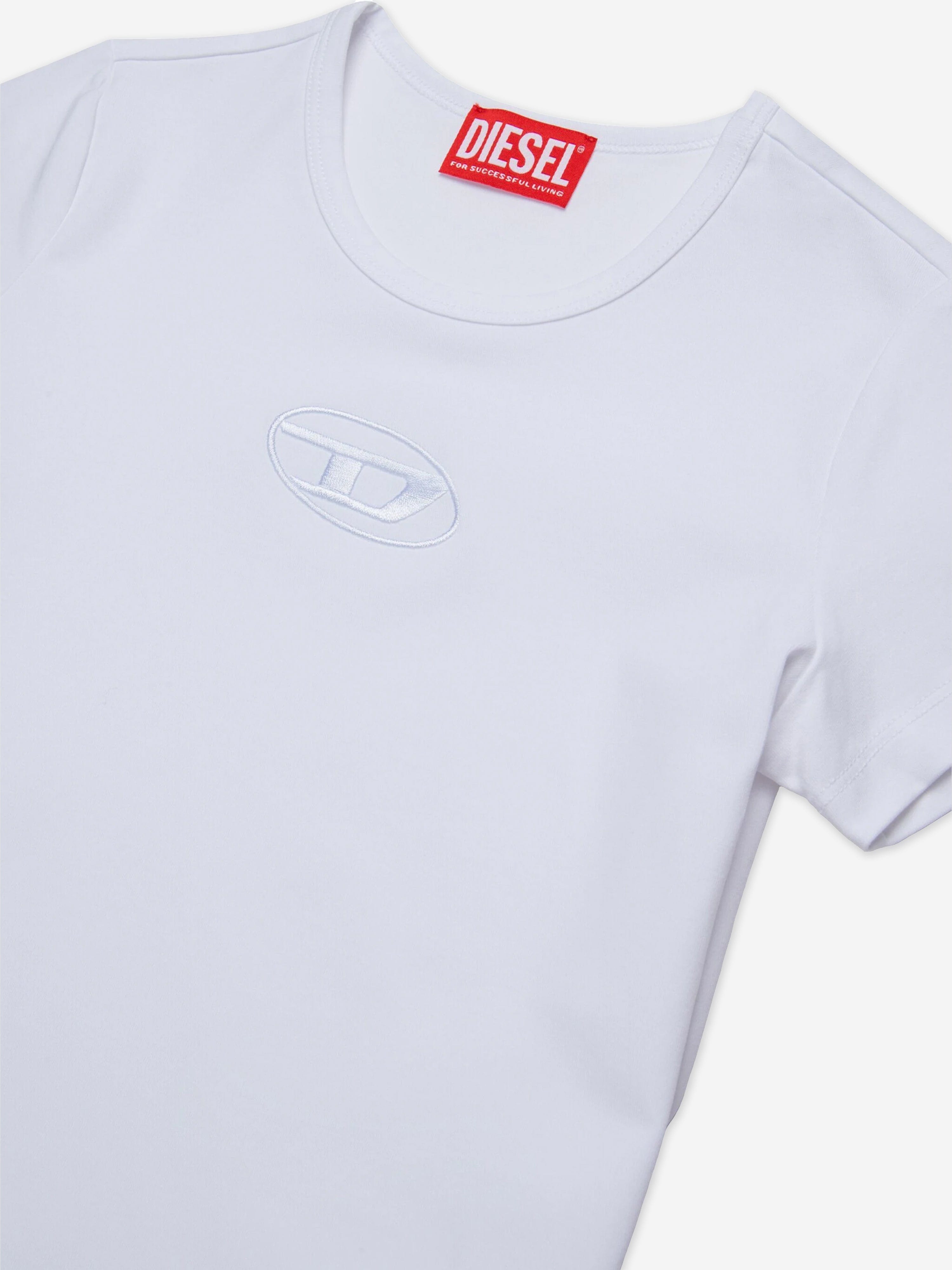 Diesel Girls Logo T-Shirt in White 2025 Newest Cheap Online