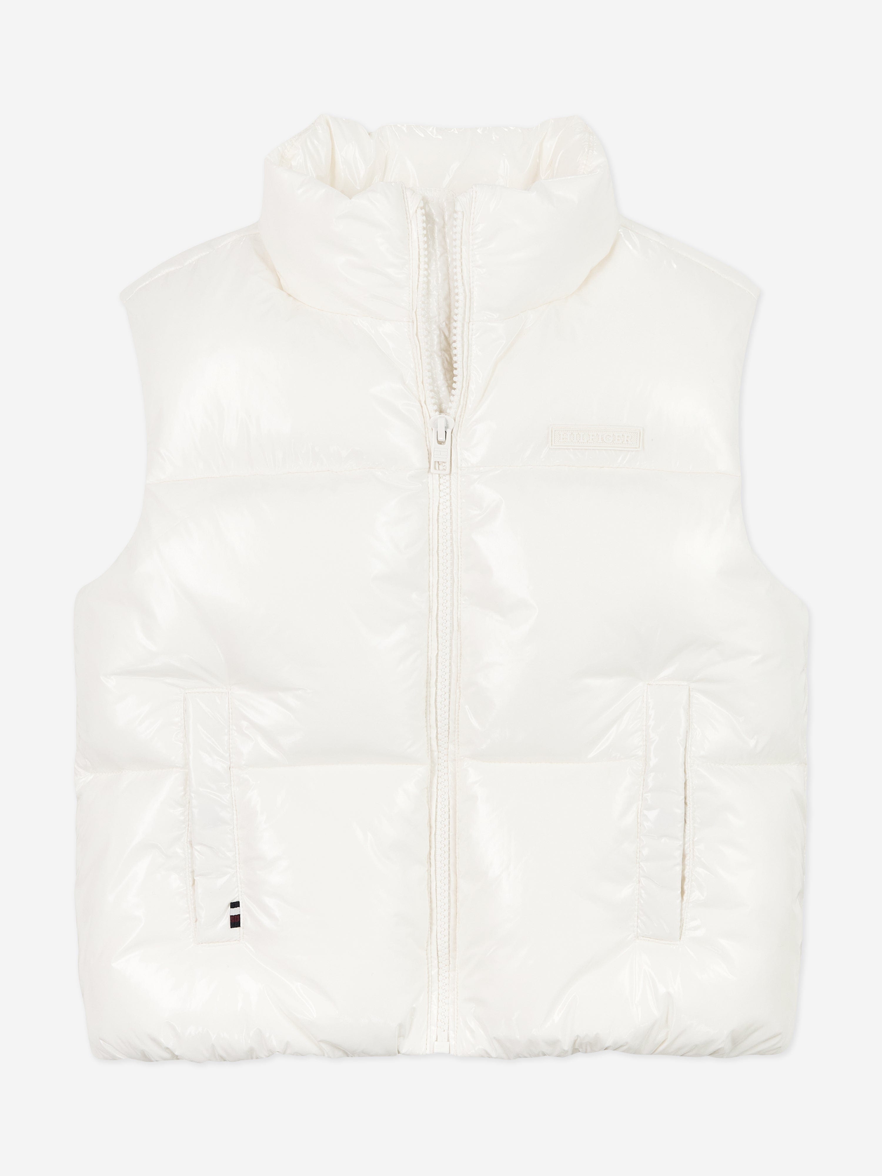 Tommy Hilfiger Girls New York Glossy Puffer Gilet in White Latest Cheap Online