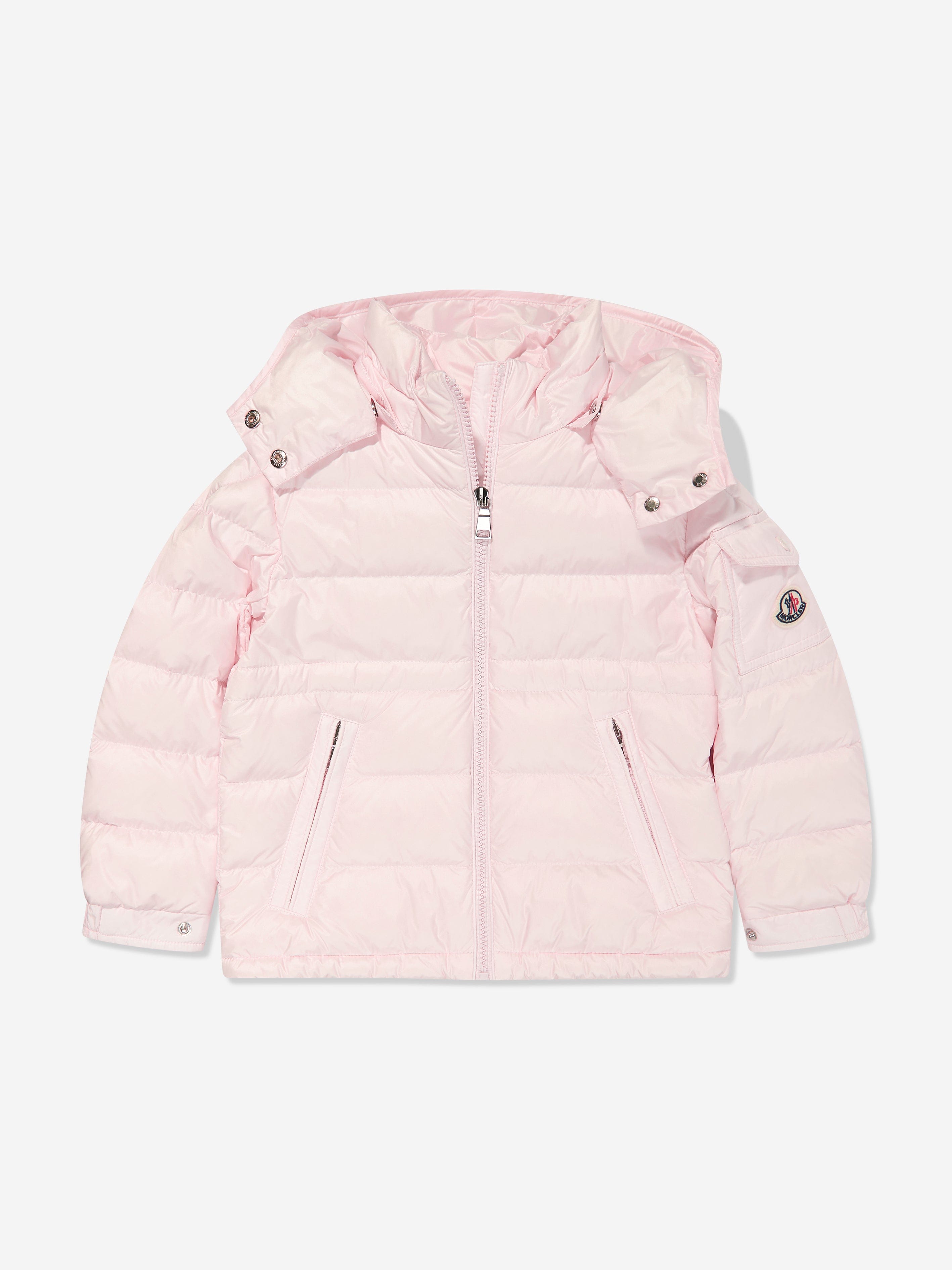 Moncler Enfant Girls Down Padded Dalles Jacket in Pink Sale Fake