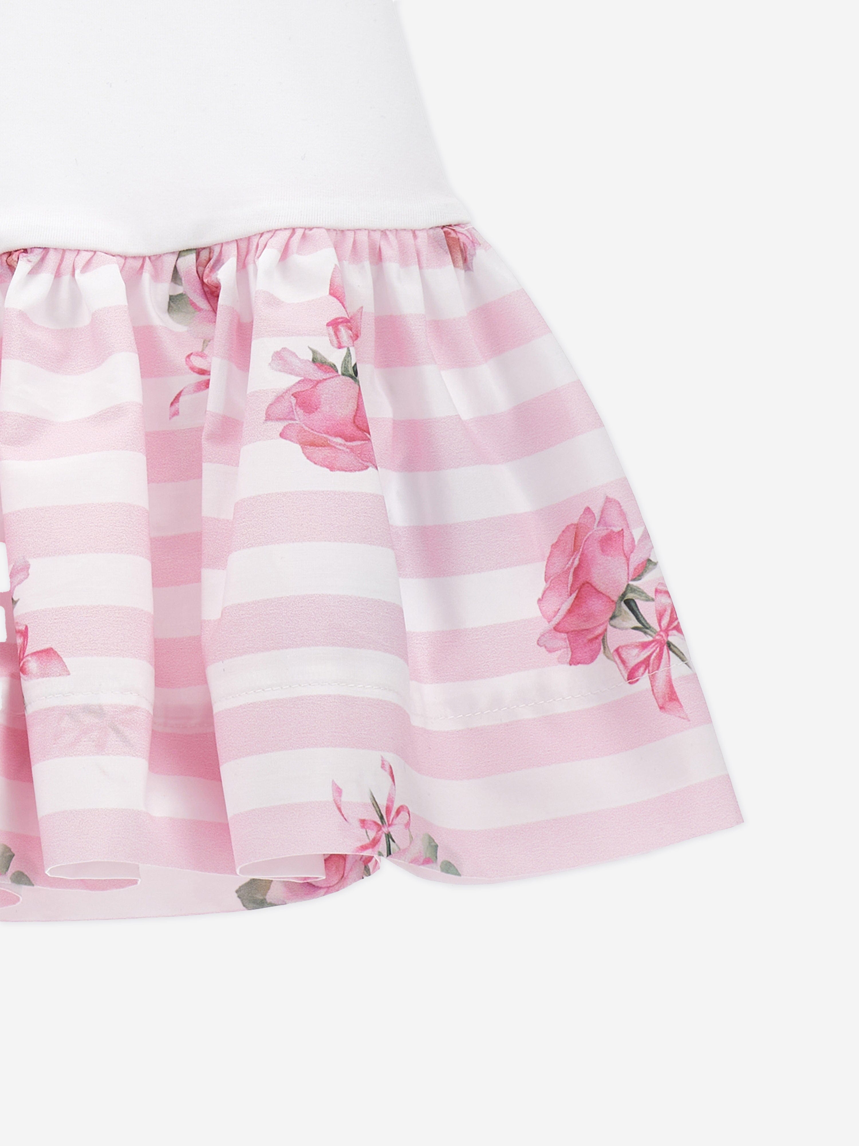 Baby Girls Striped Rose Dress in White Buy Cheap Inexpensive