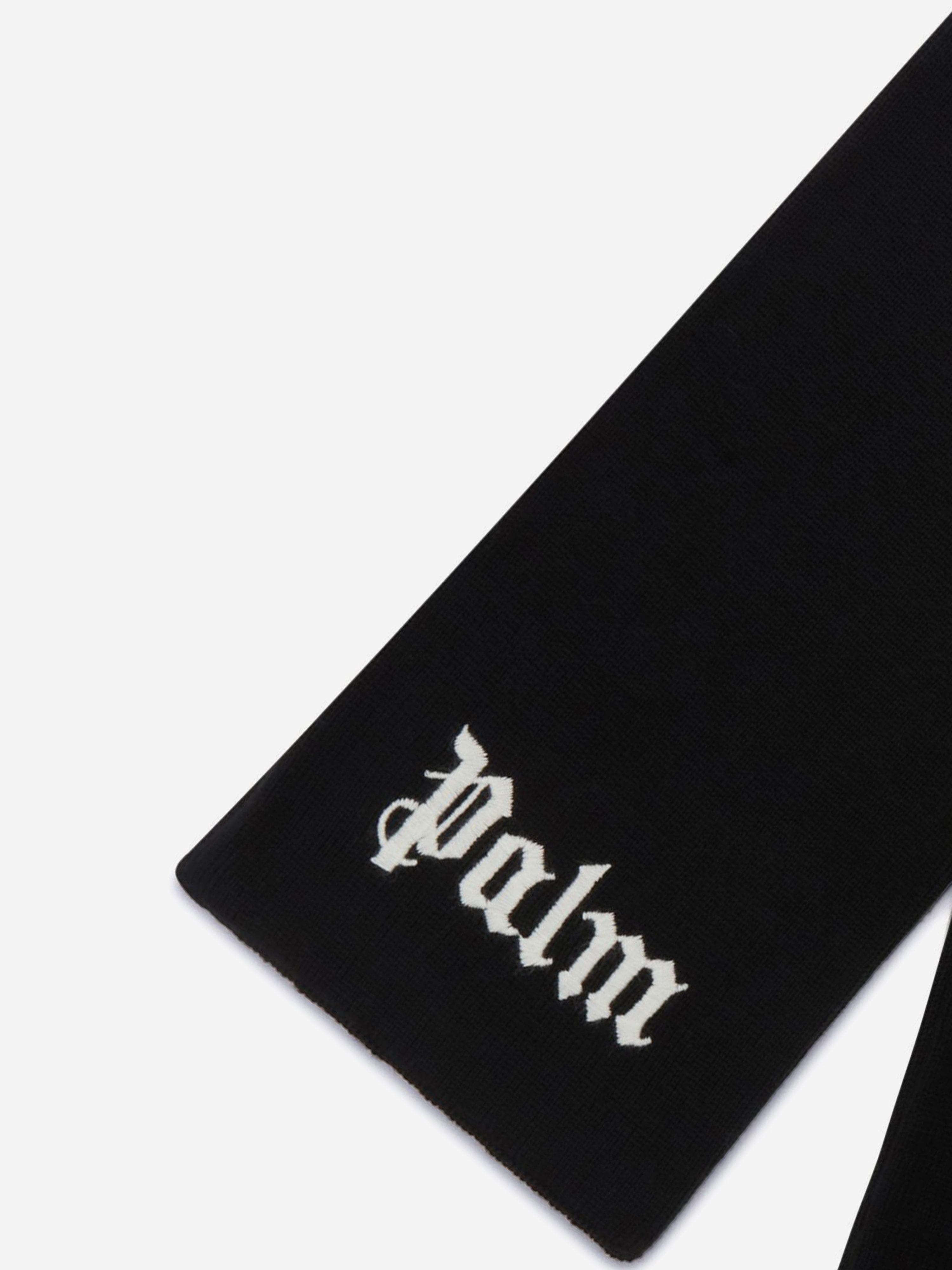 Palm Angels Kids Logo Knit Scarf in Black Cheap Professional