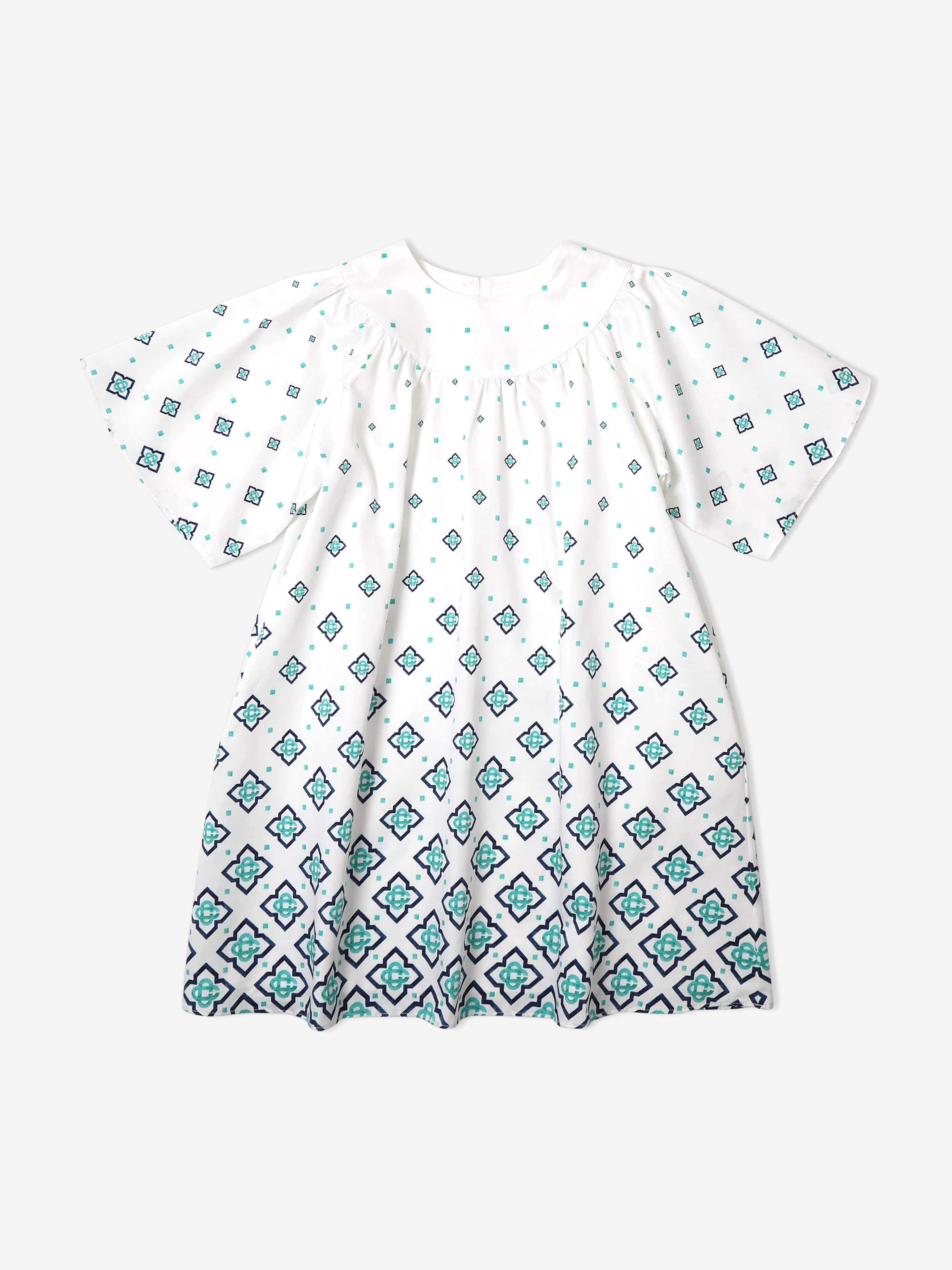 Casablanca Girls Degrade Monogram Gathered Dress in Blue Factory Outlet For Sale