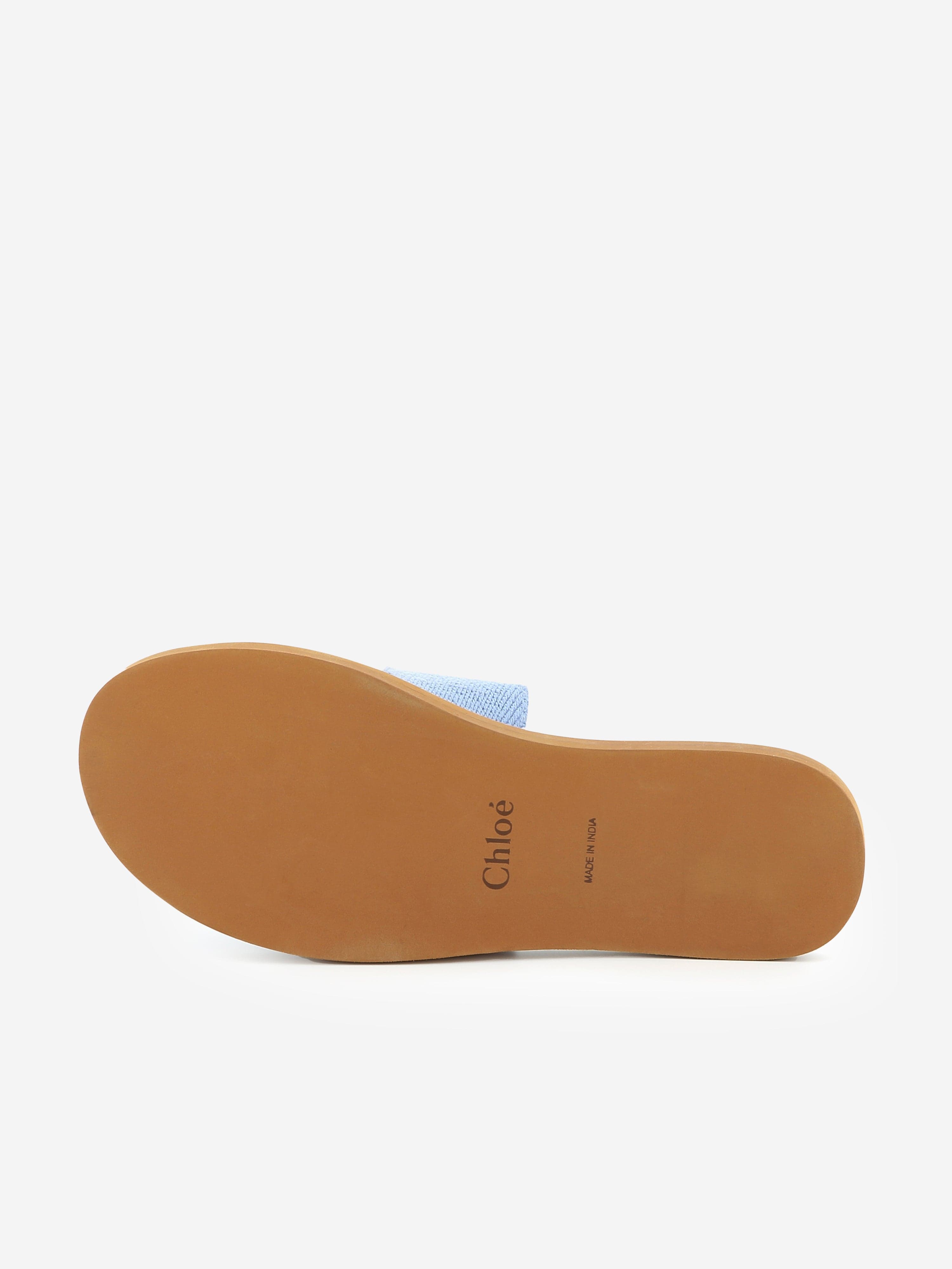 Chlo¨¦ Girls Denim Logo Sliders in Blue Inexpensive For Sale