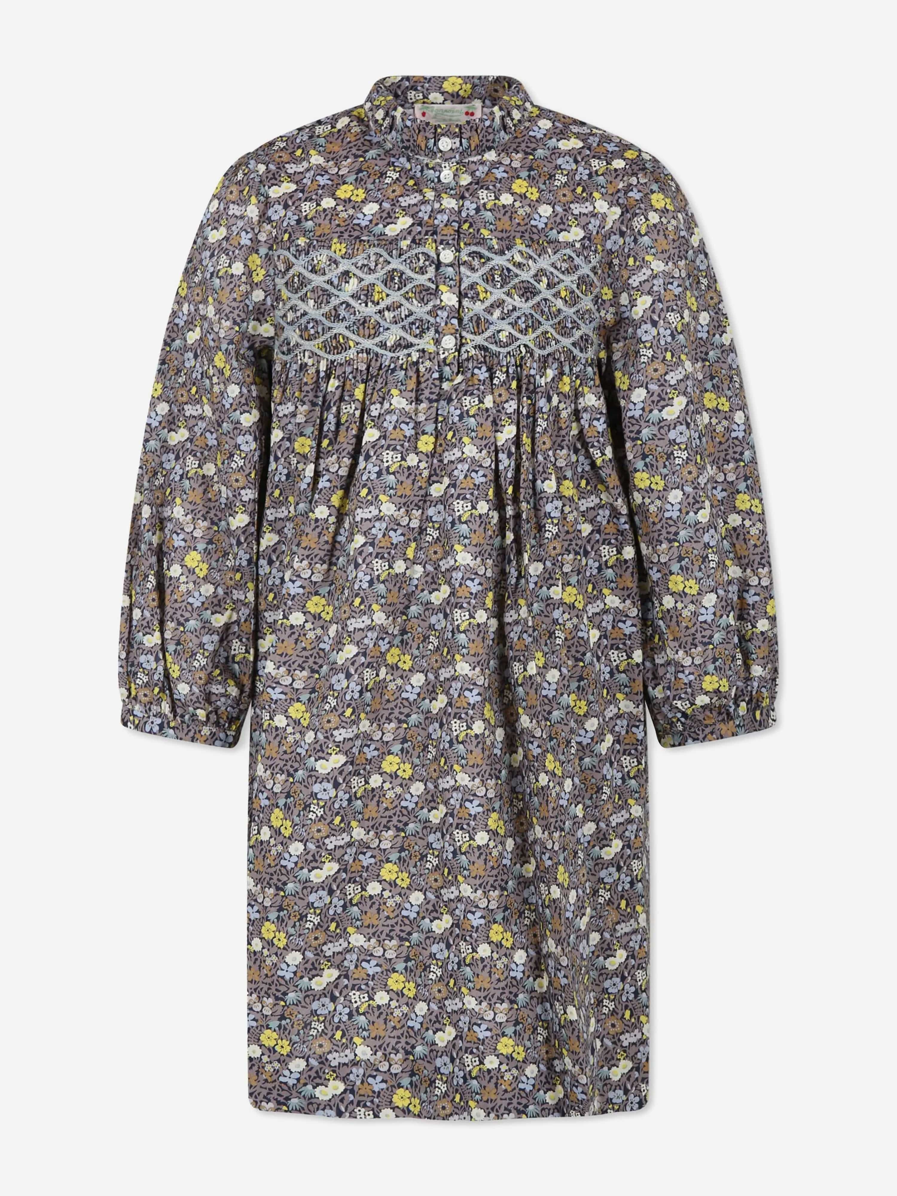Bonpoint Girls Smocked Tamsin Dress in Grey Factory Outlet Cheap Online