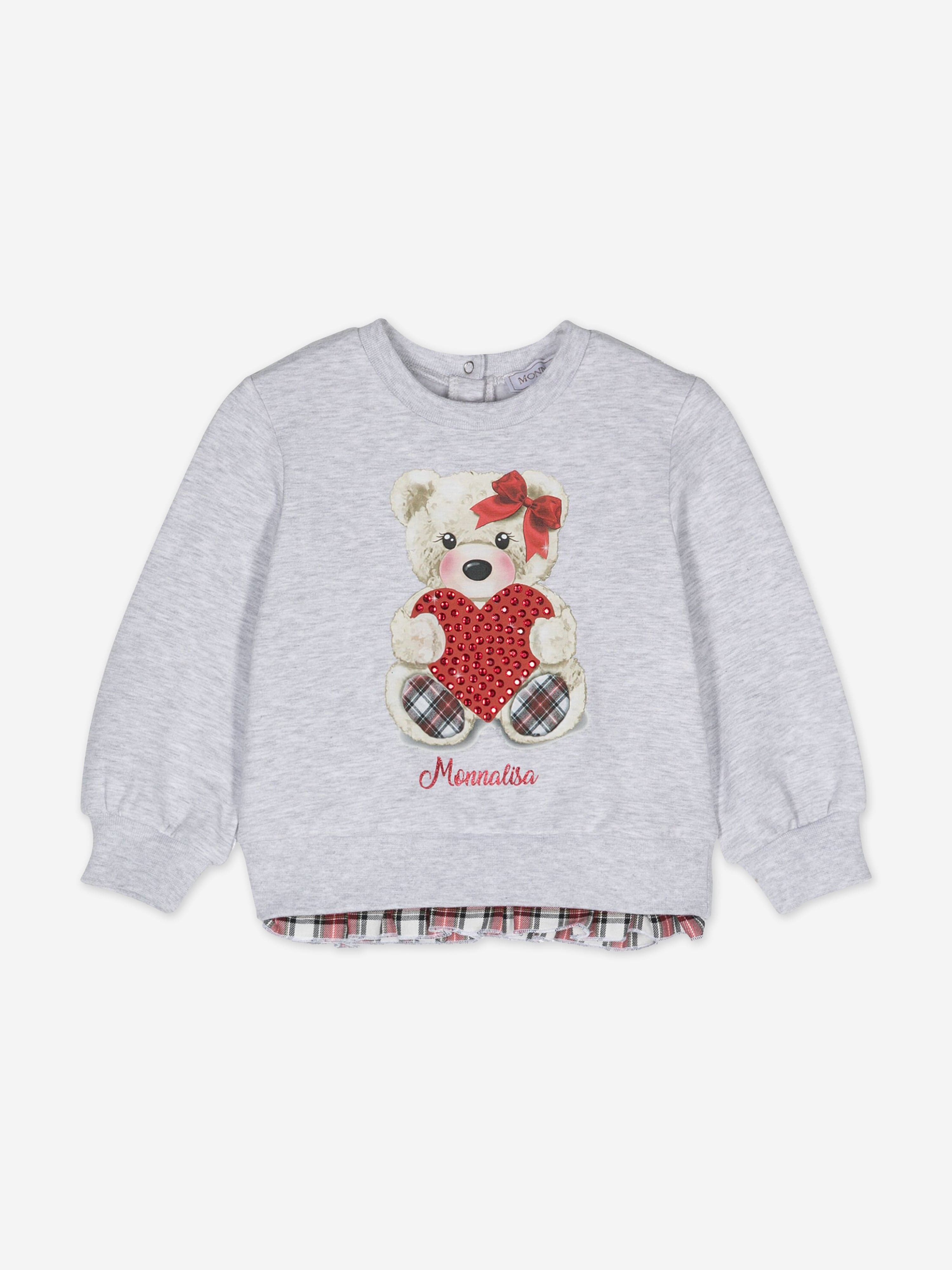 Monnalisa Baby Girls Teddy Bear Sweatshirt in Grey Enjoy Online