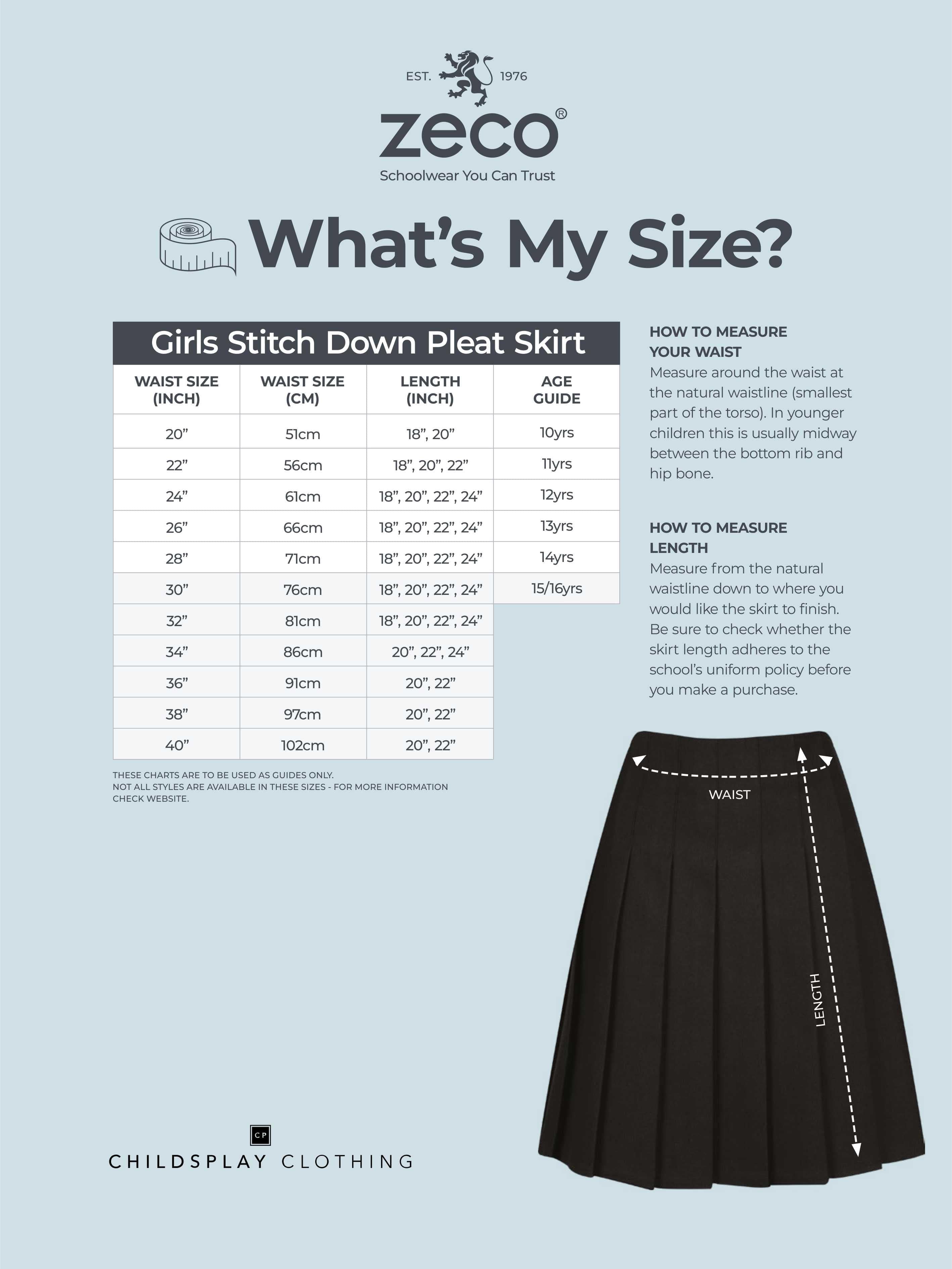 Zeco Girls School Box Pleat Skirt in Brown Quality Original