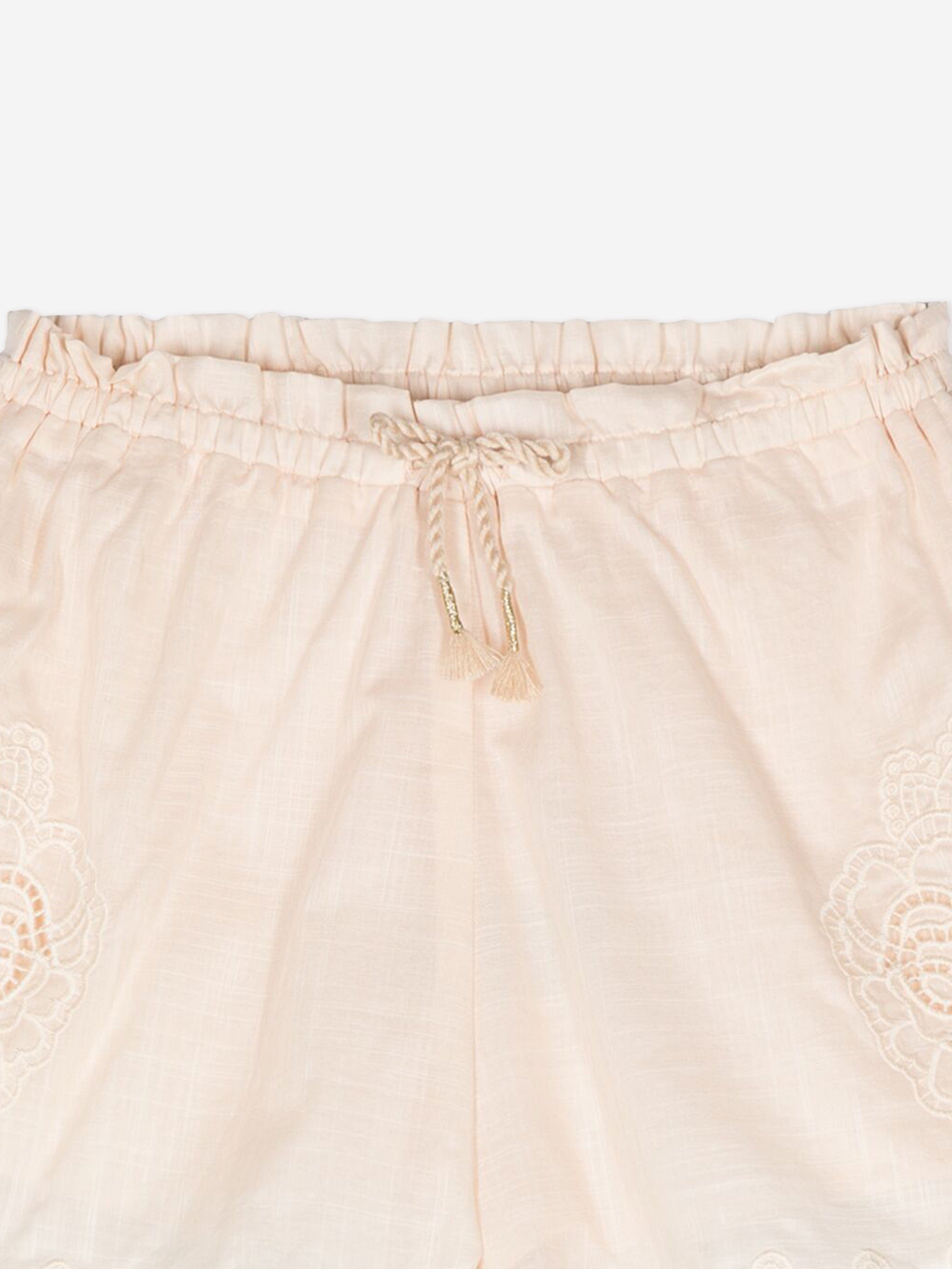 Zimmermann Girls Halliday Embroidered Shorts in Ivory Cheap Sale 2025 New