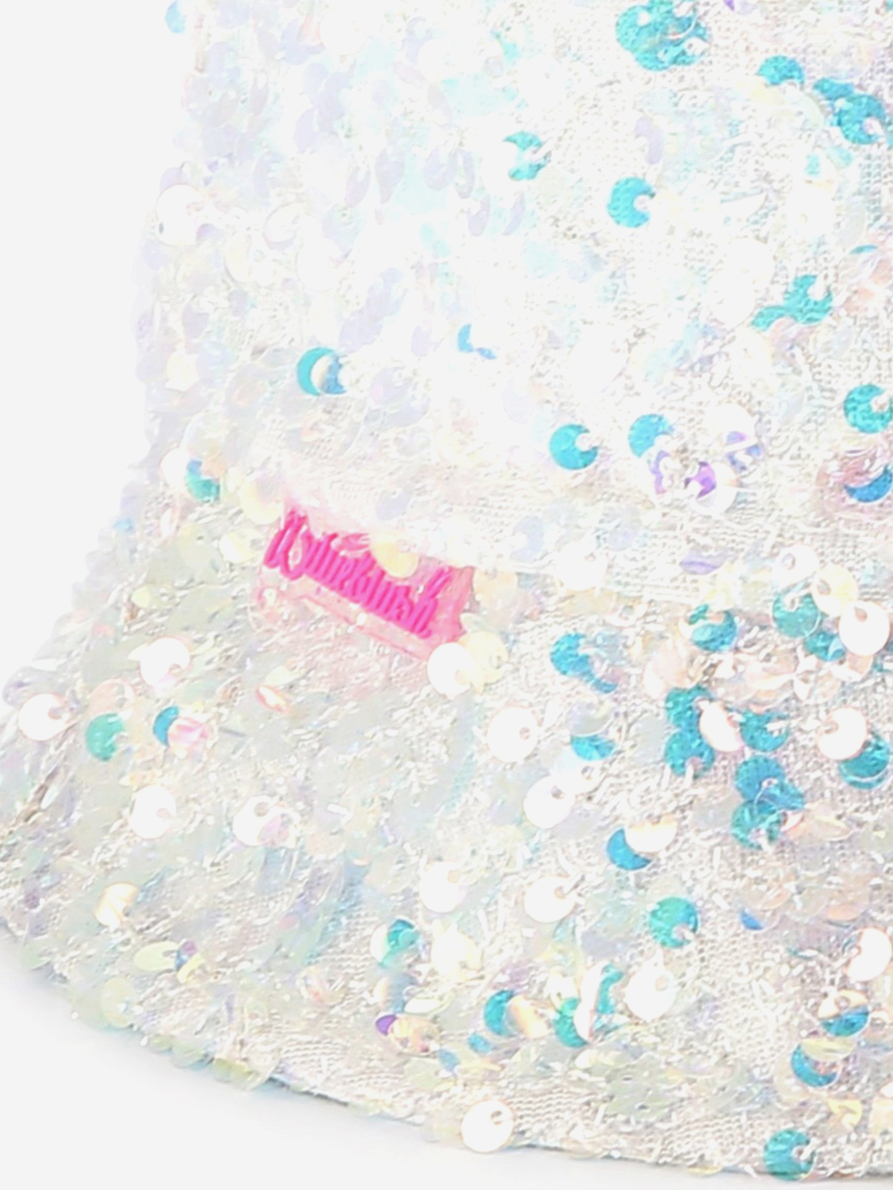 Girls Sequin Bucket Hat in White Best Wholesale Sale Online