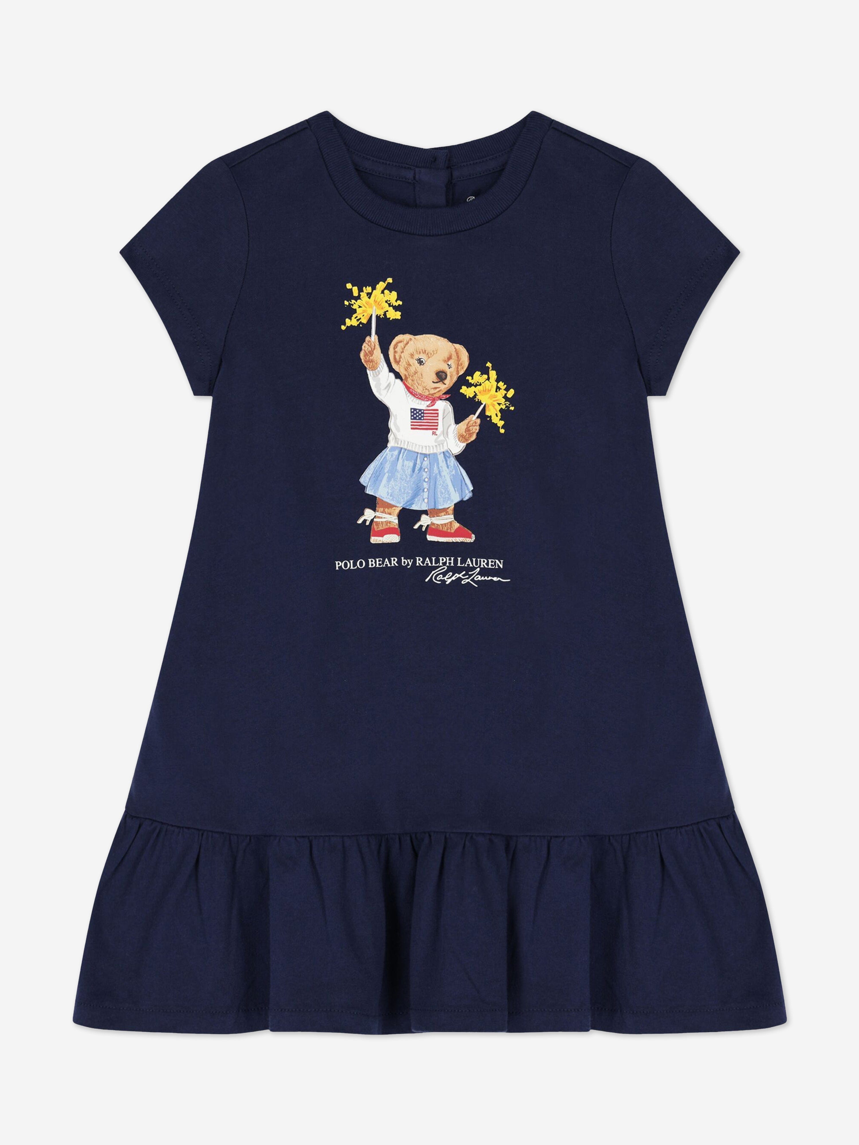 Ralph Lauren Girls Bear Jersey Dress in Navy Professional Online