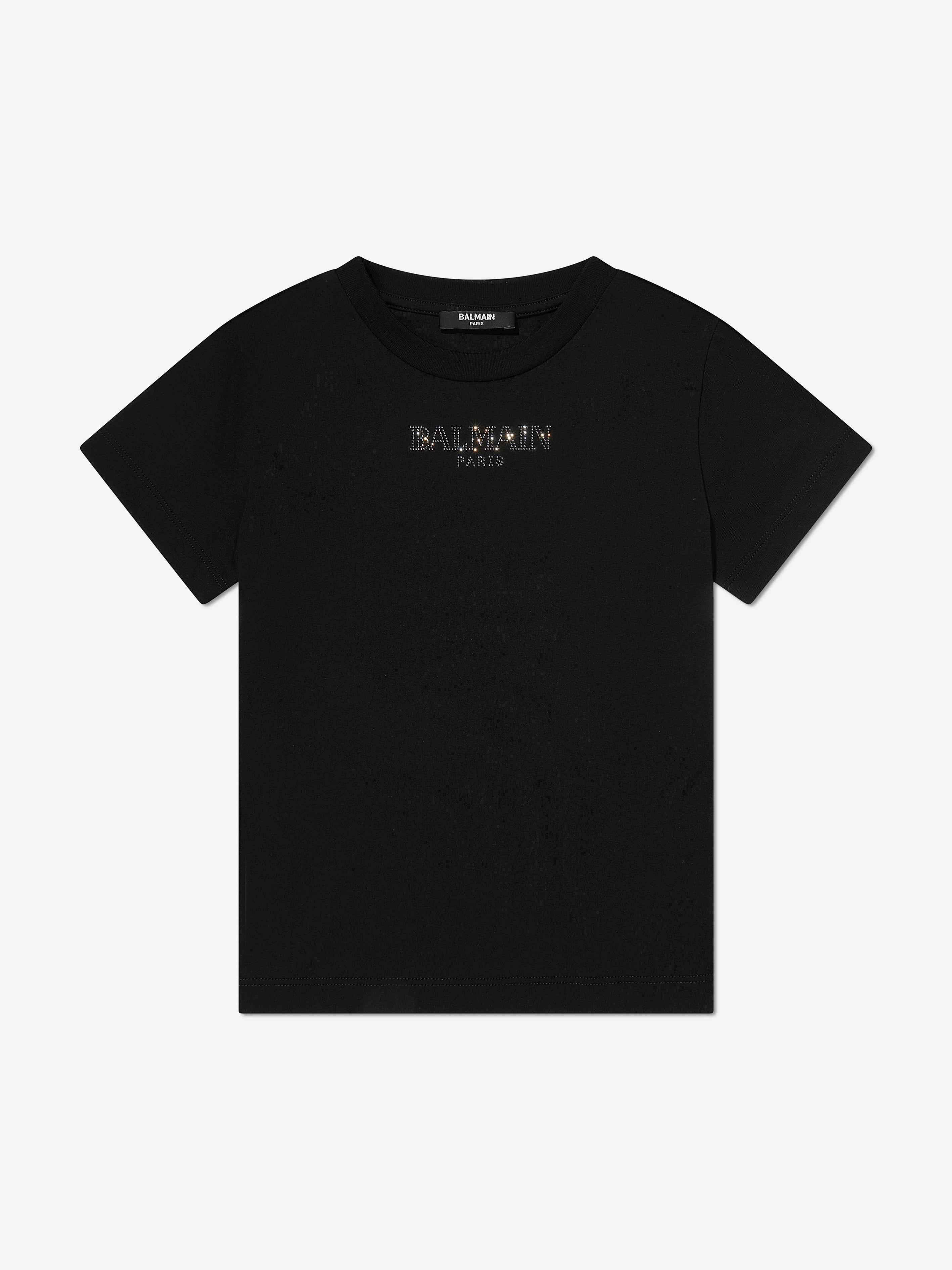 Balmain Girls Diamante Logo T-Shirt in Black Free Shipping Get To Buy