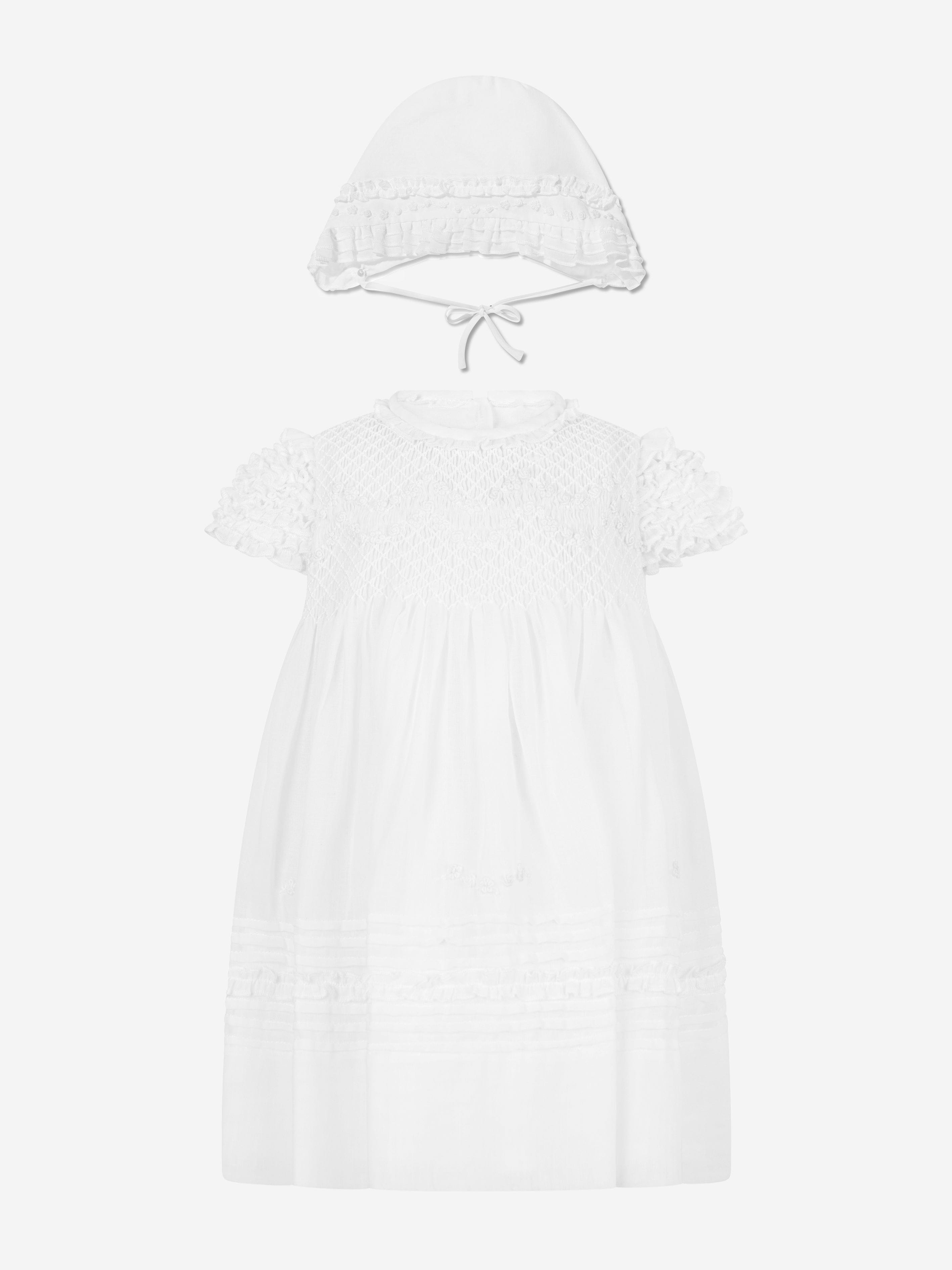 Sarah Louise Baby Girls Dress And Bonnet in Ivory Tumblr Sale Online