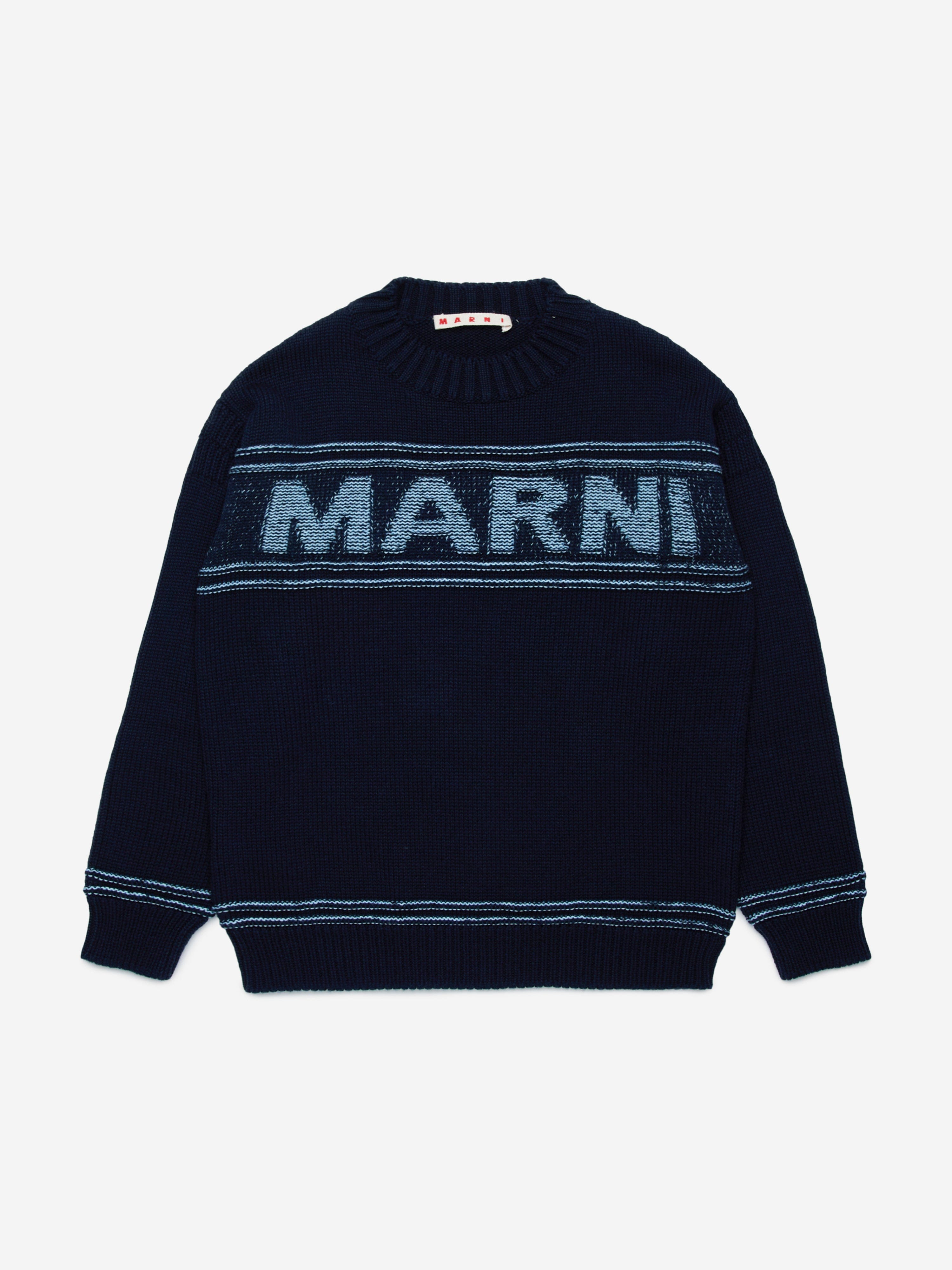 MARNI Kids Logo Jumper in Navy Cheap Extremely