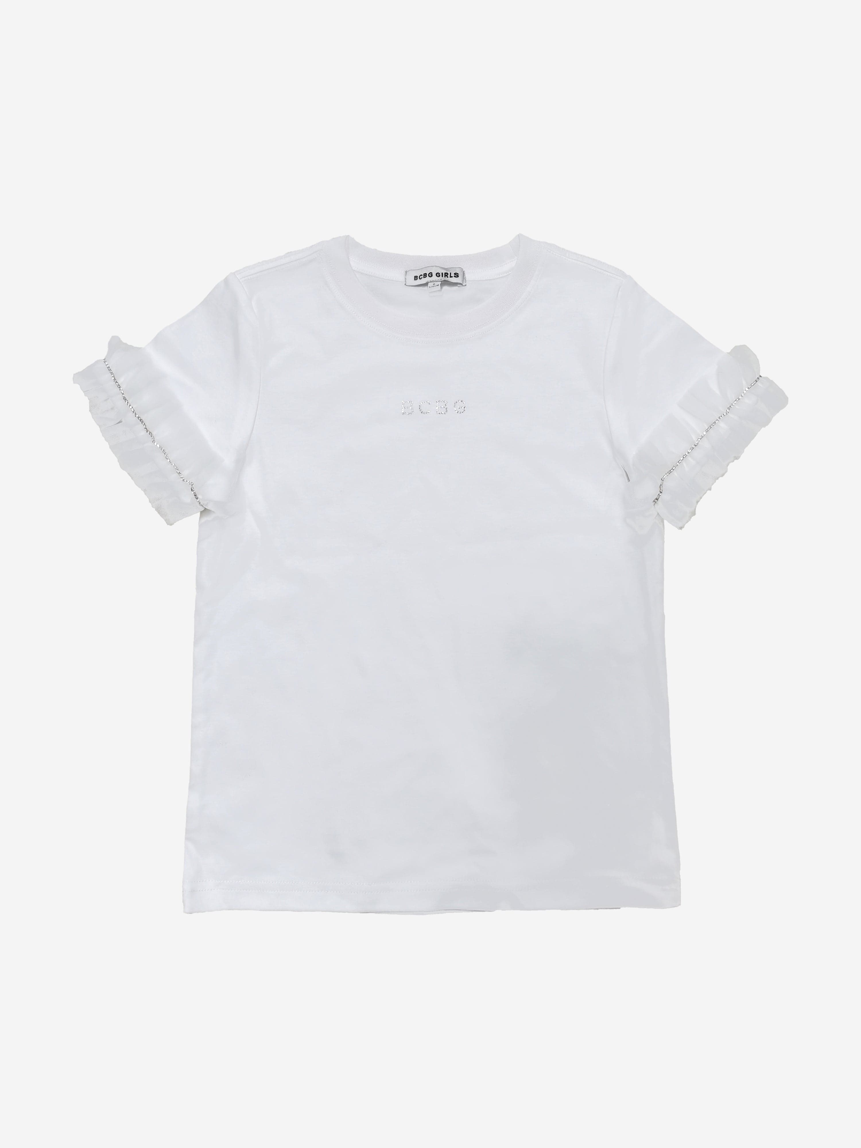 BCBG Girls Ruffle Sleeve T-Shirt in White Pices Cheap Online