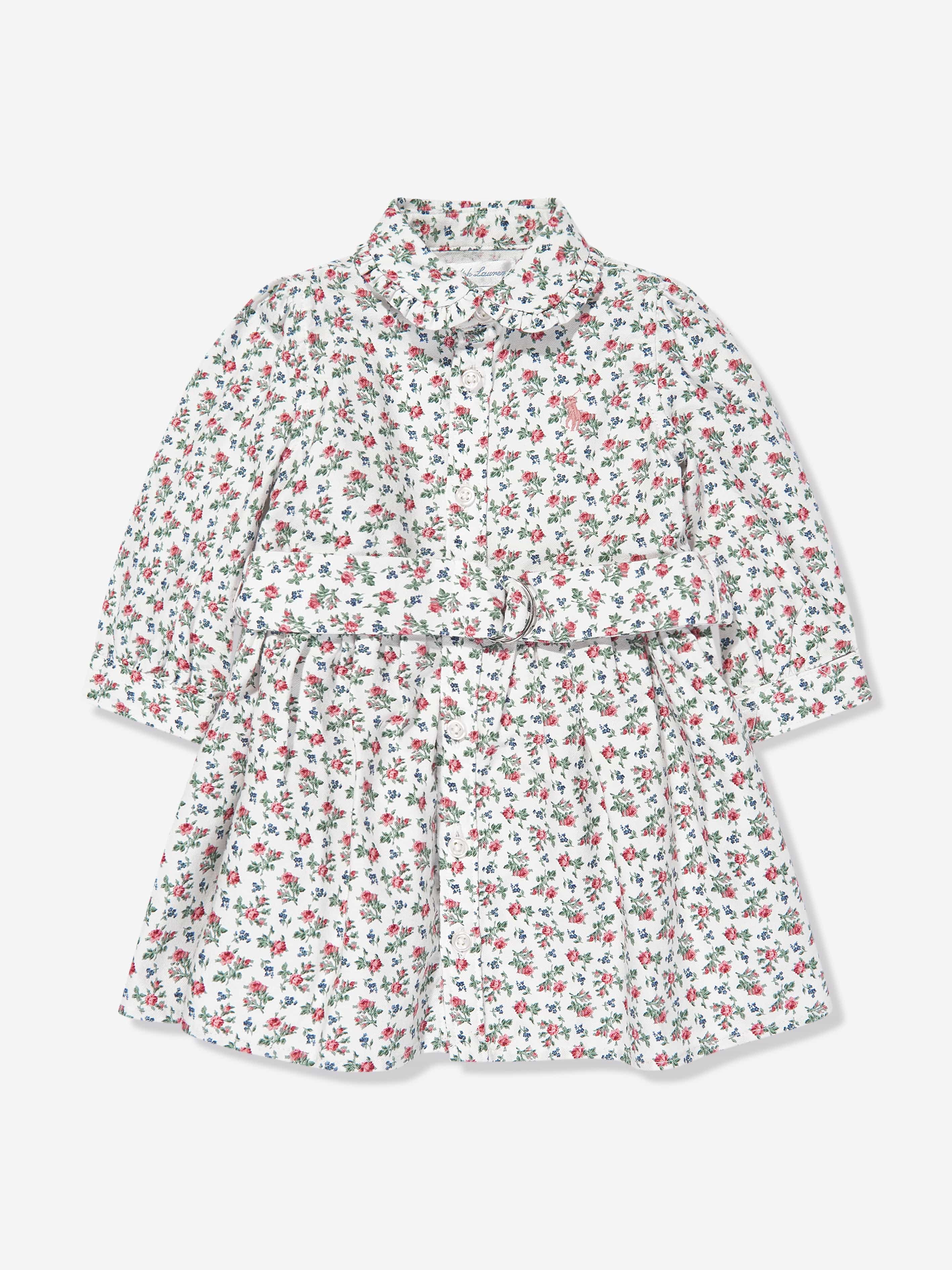 Ralph Lauren Baby Girls Floral Oxford Shirt Dress in Multicolour 100% Authentic Cheap Online