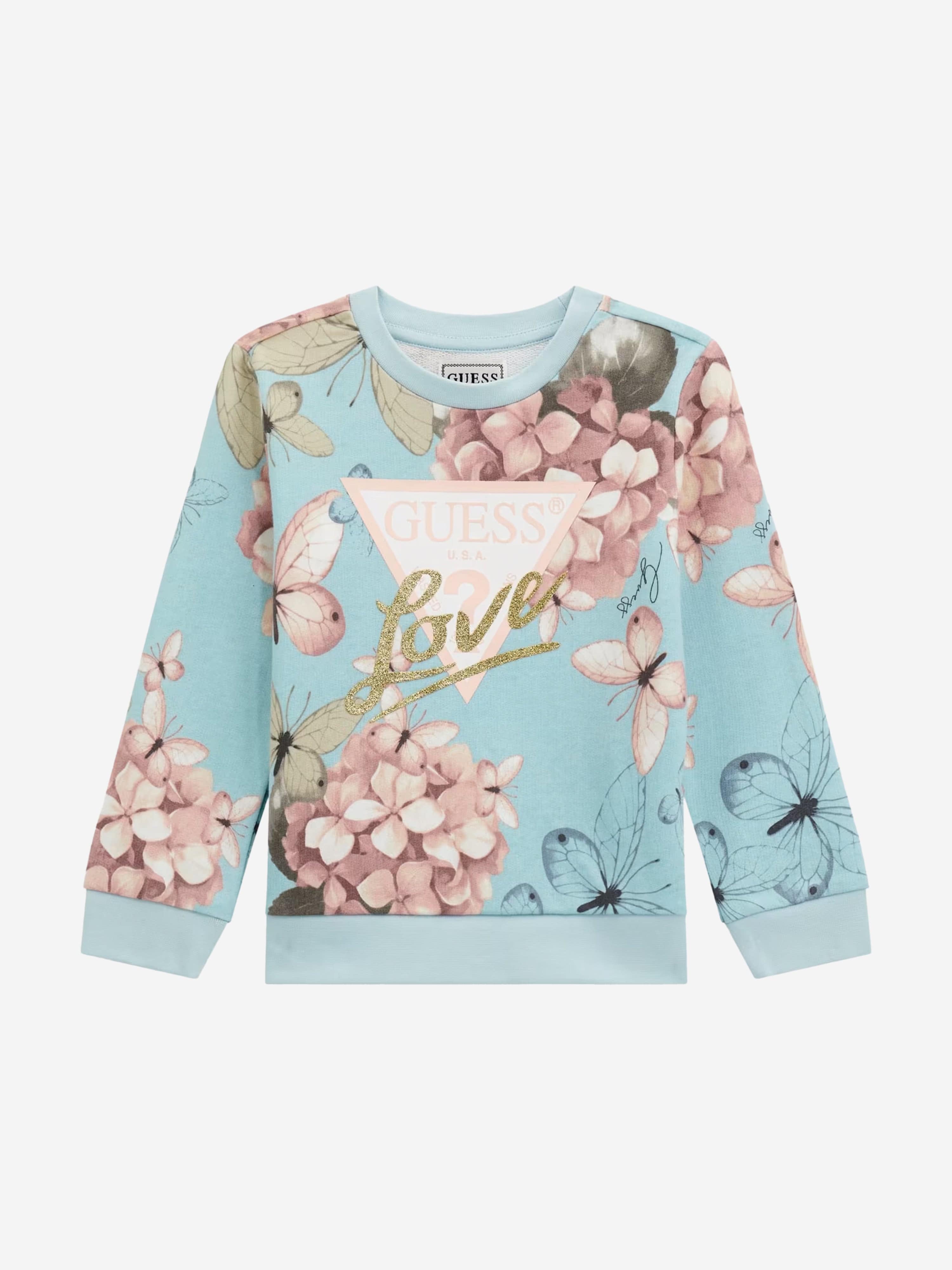 Girls Butterfly Collage Sweatshirt in Blue Discount Manchester