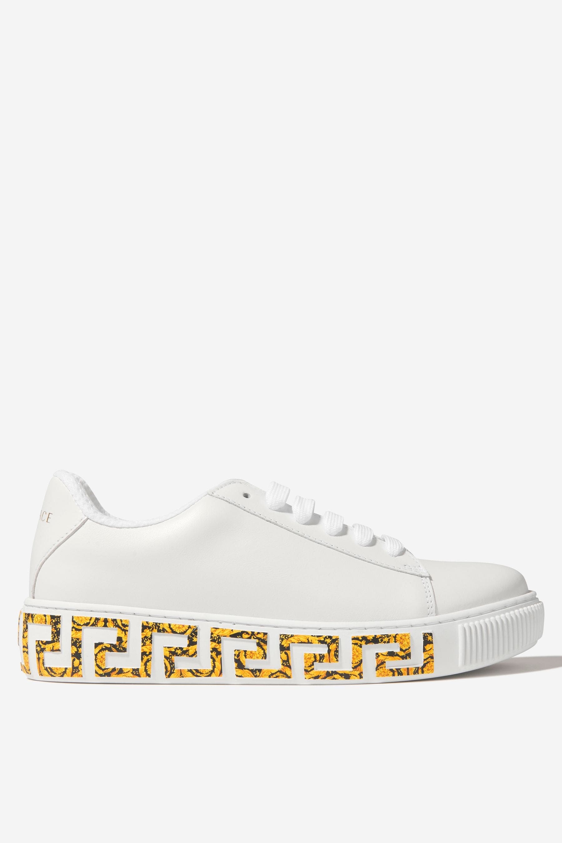 Versace Kids Leather La Greca Trainers Cheap Sale View