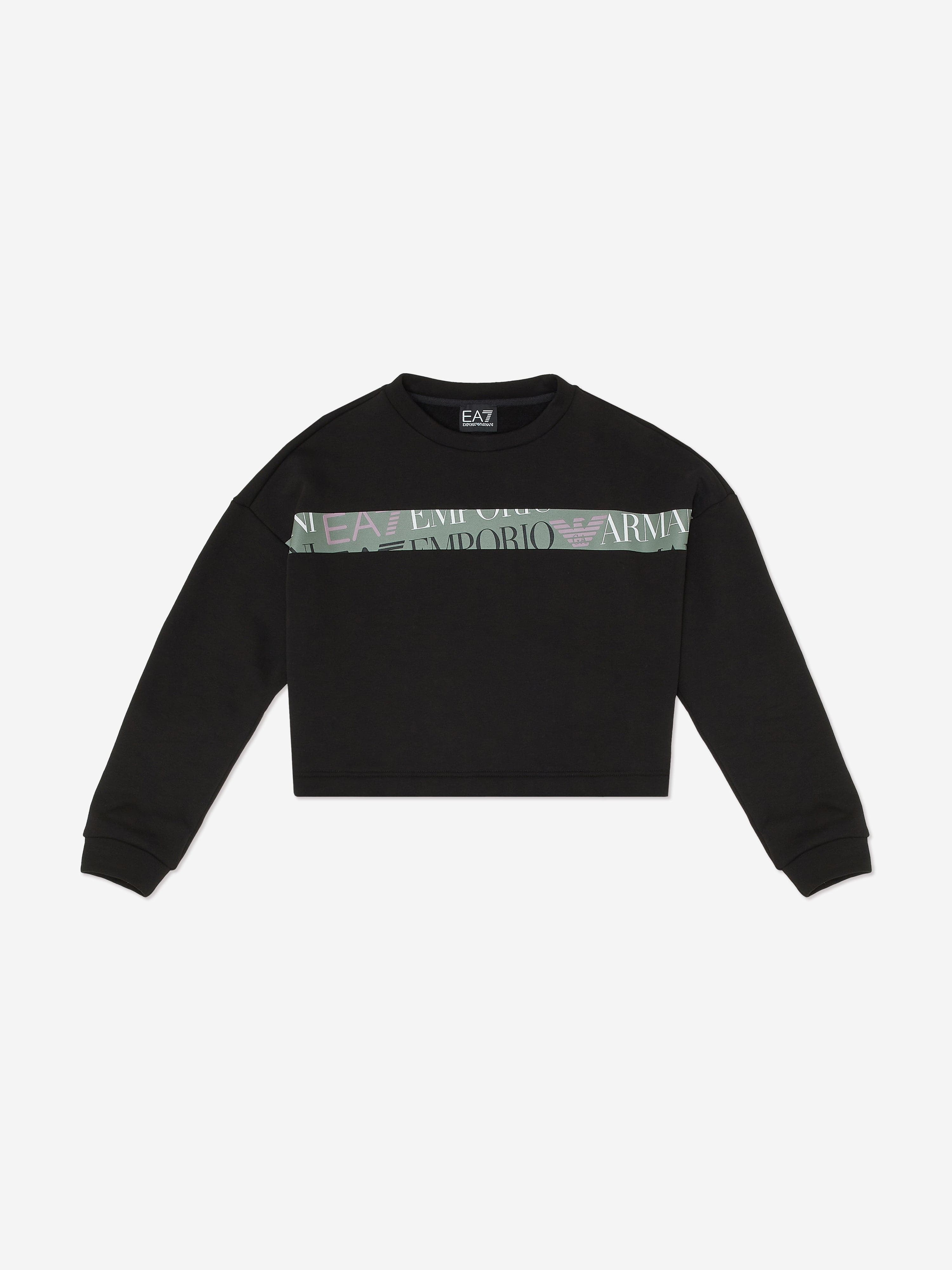 EA7 Emporio Armani Girls Logo Sweatshirt in Black Cheap Best