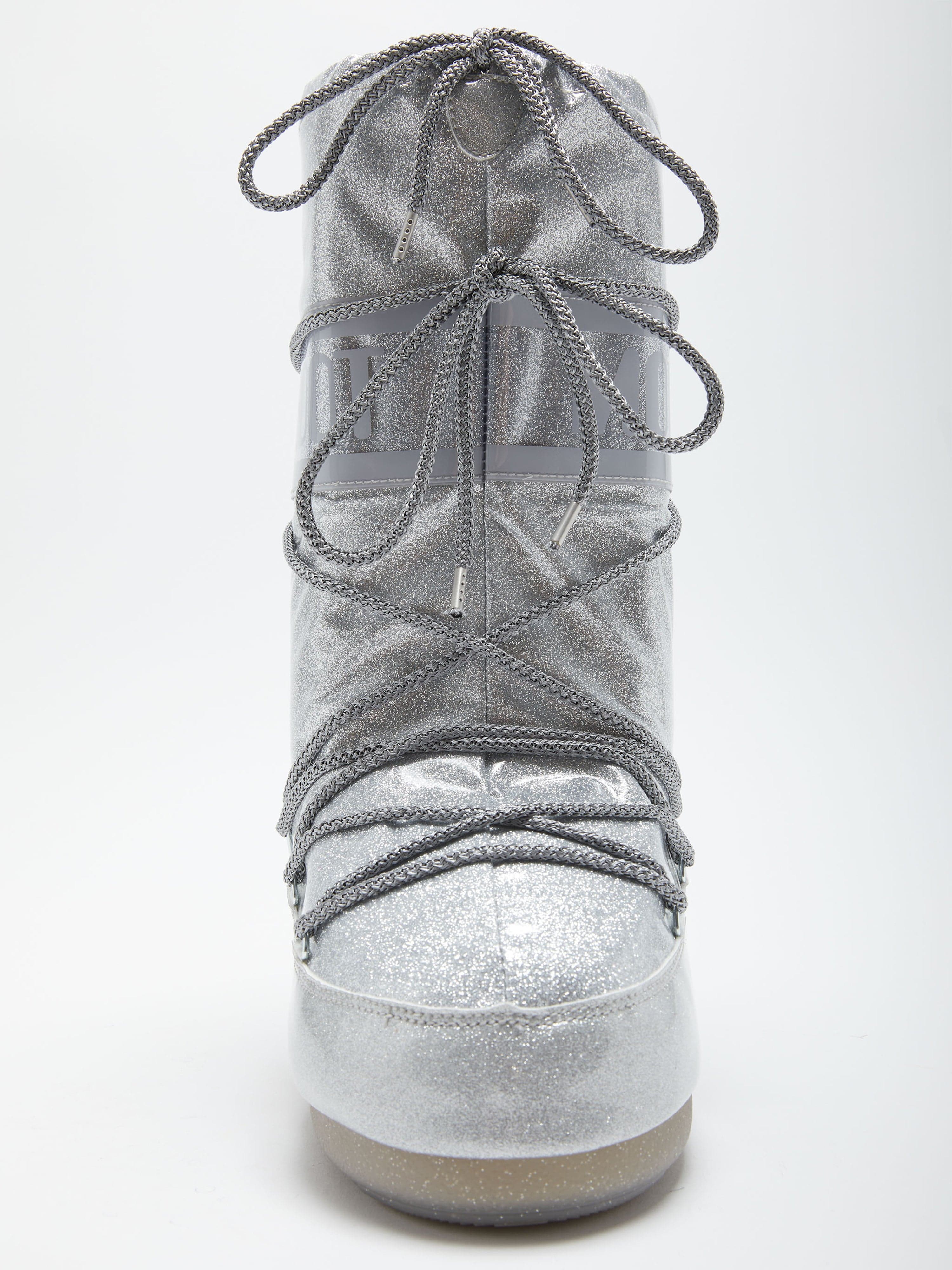 Moon Boot Kids Icon Glitter Boots in Silver With Credit Card For Sale