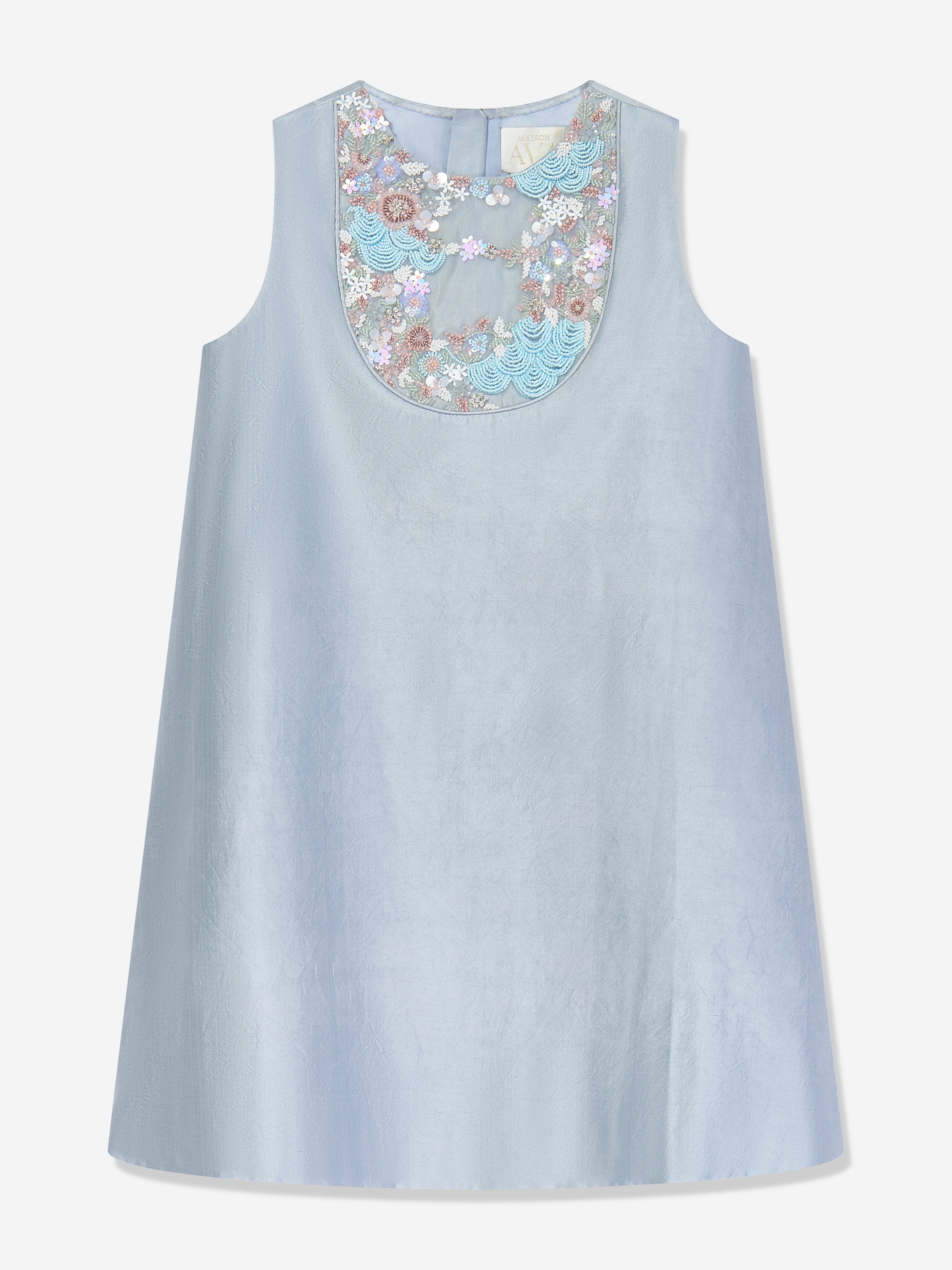 Maison Ava Girls Seraphine Satin Embellished Dressin Blue Looking For Online