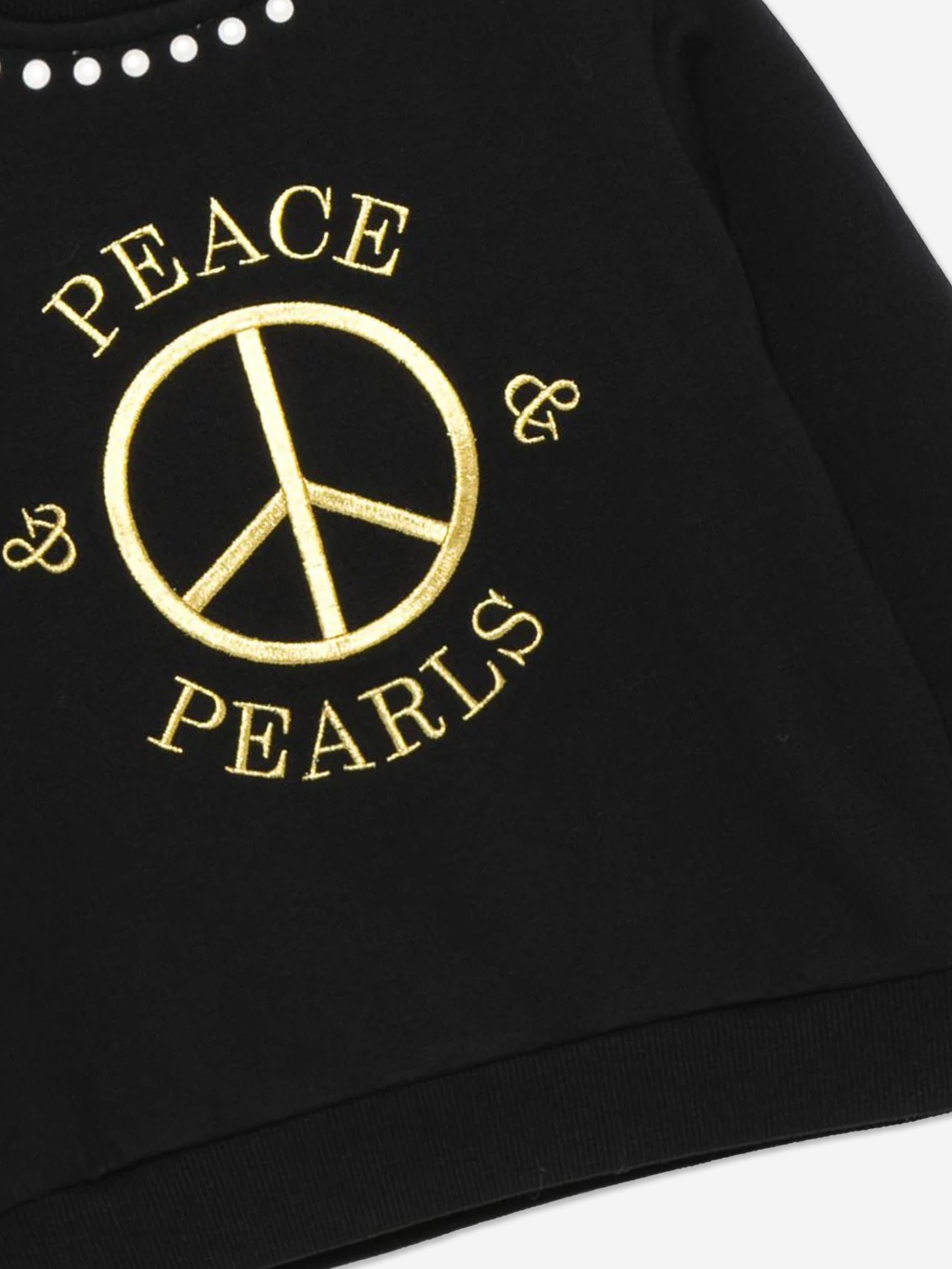 Moschino Girls Peace Pearls Sweatshirt in Black Outlet Visit