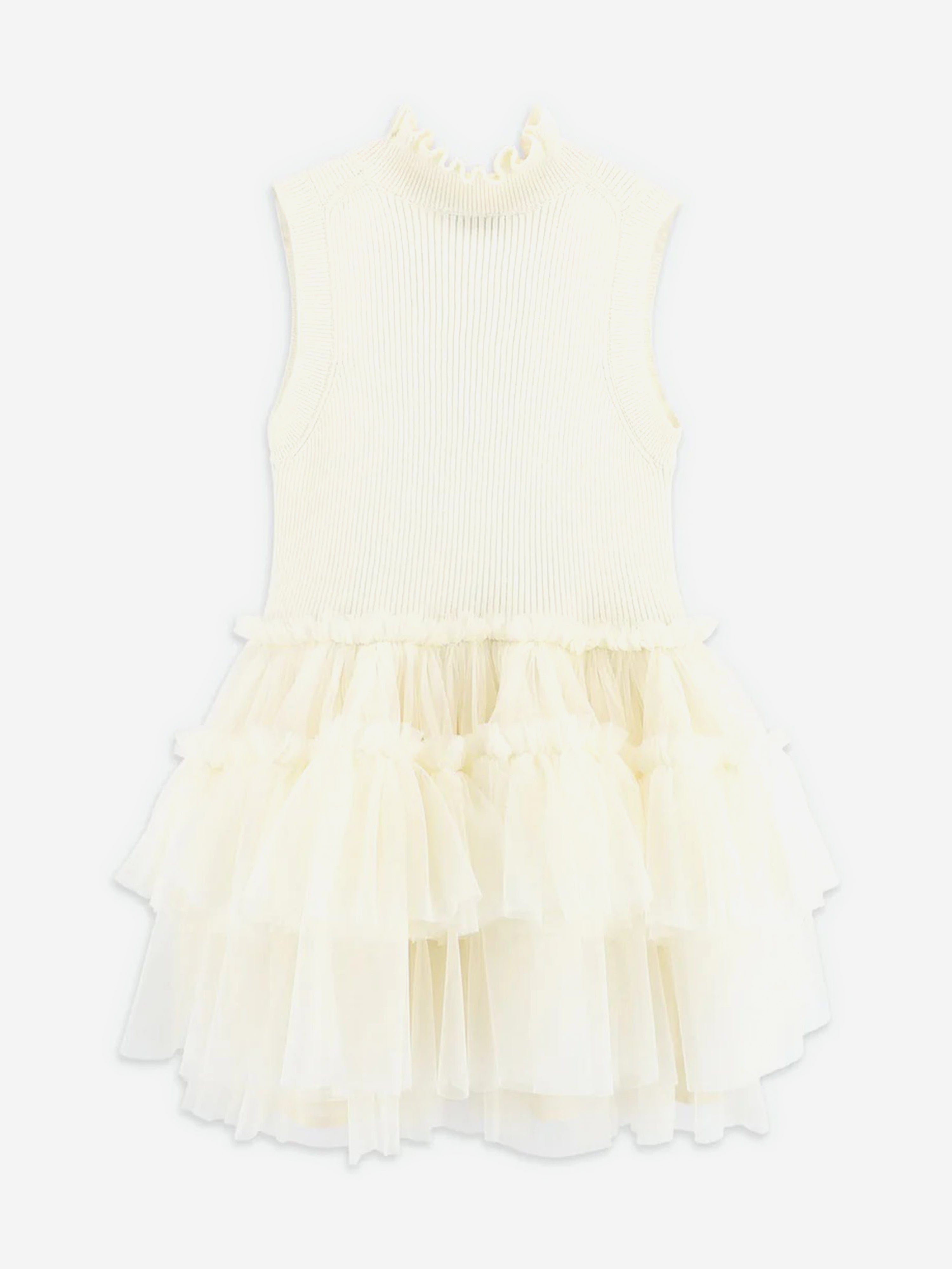 Angels Face Girls Eunice Sleeveless Knit With Tulle Dress in Ivory Clearance Latest