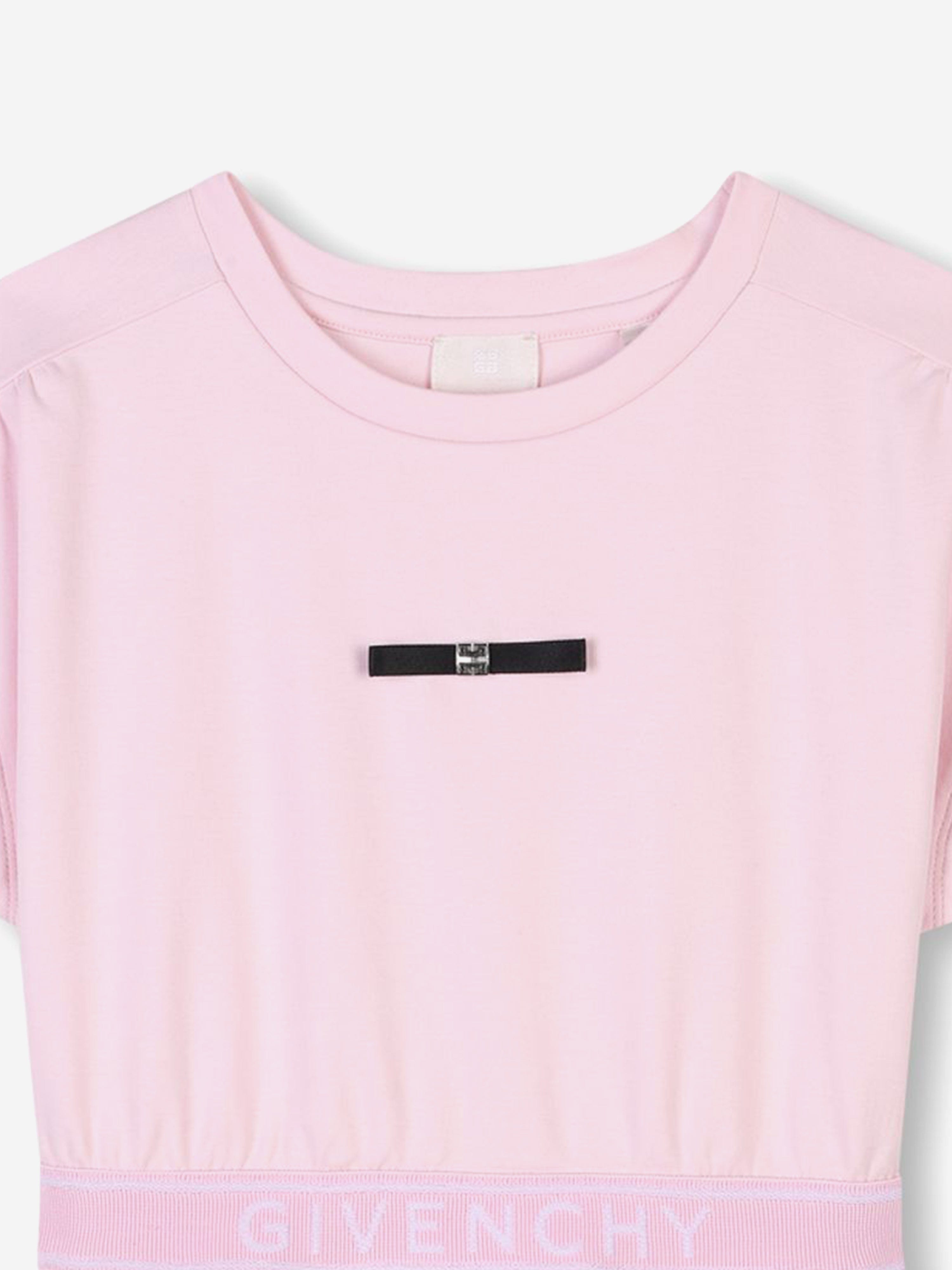 Girls Jacquard Logo Dress in Pink Authentic For Sale