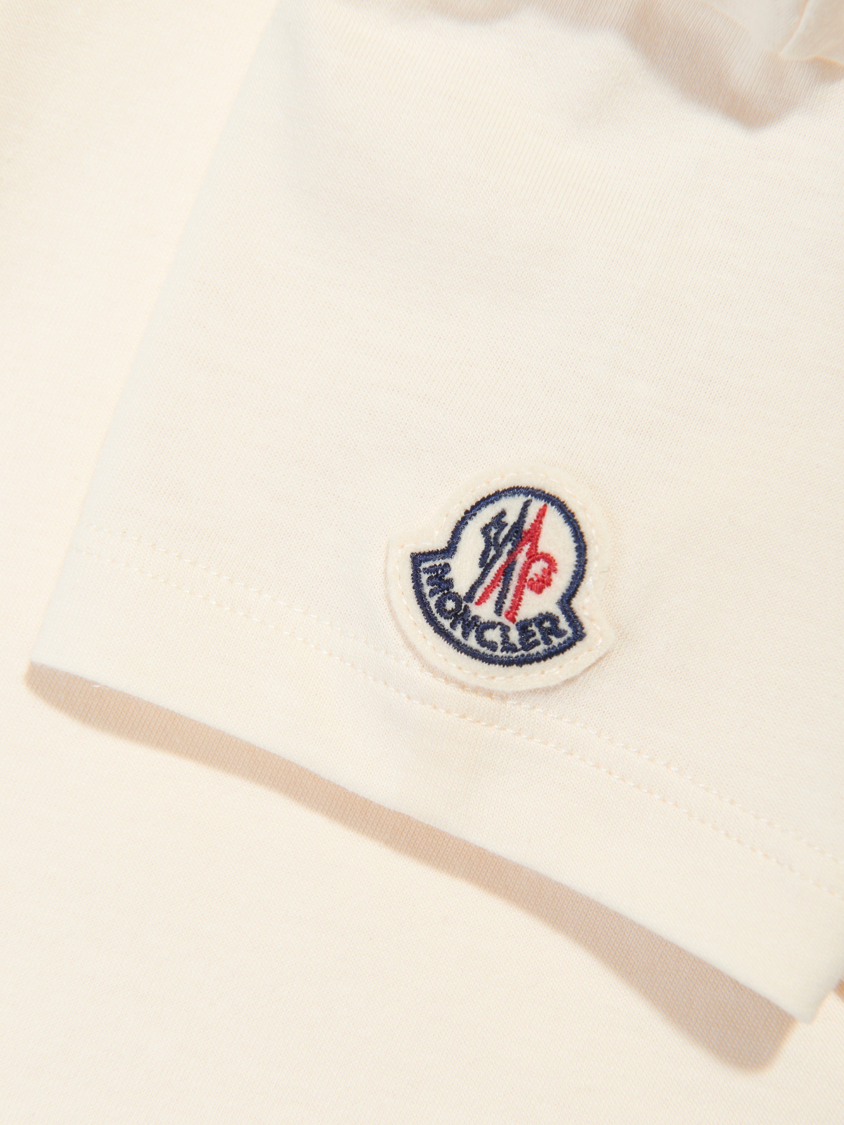 Moncler Enfant Girls Embroidered Logo T-Shirt in Ivory Safe Shopping Cheap Online