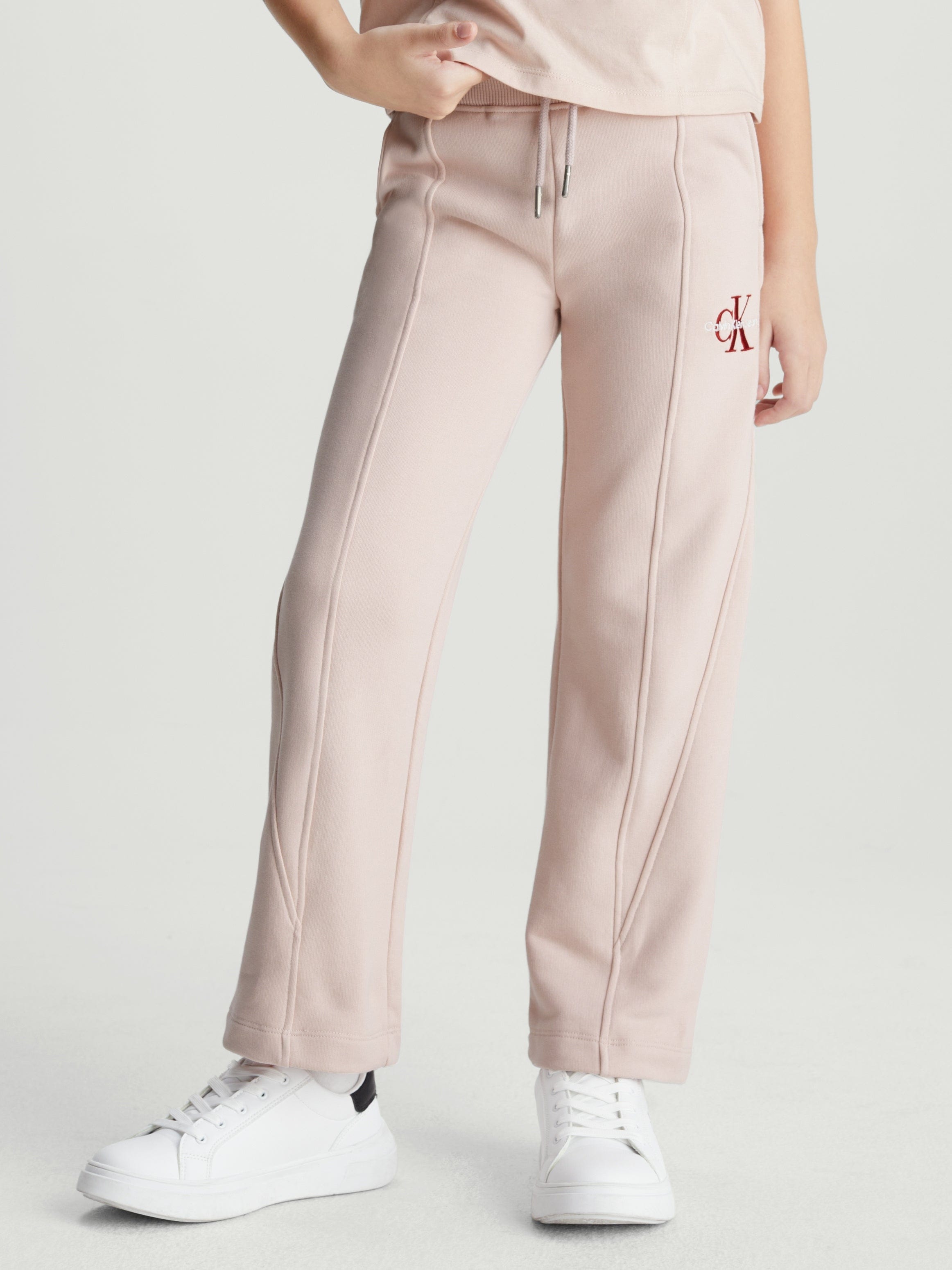 Calvin Klein Girls Monogram Off Placed Joggers in Pink Fashion Style For Sale