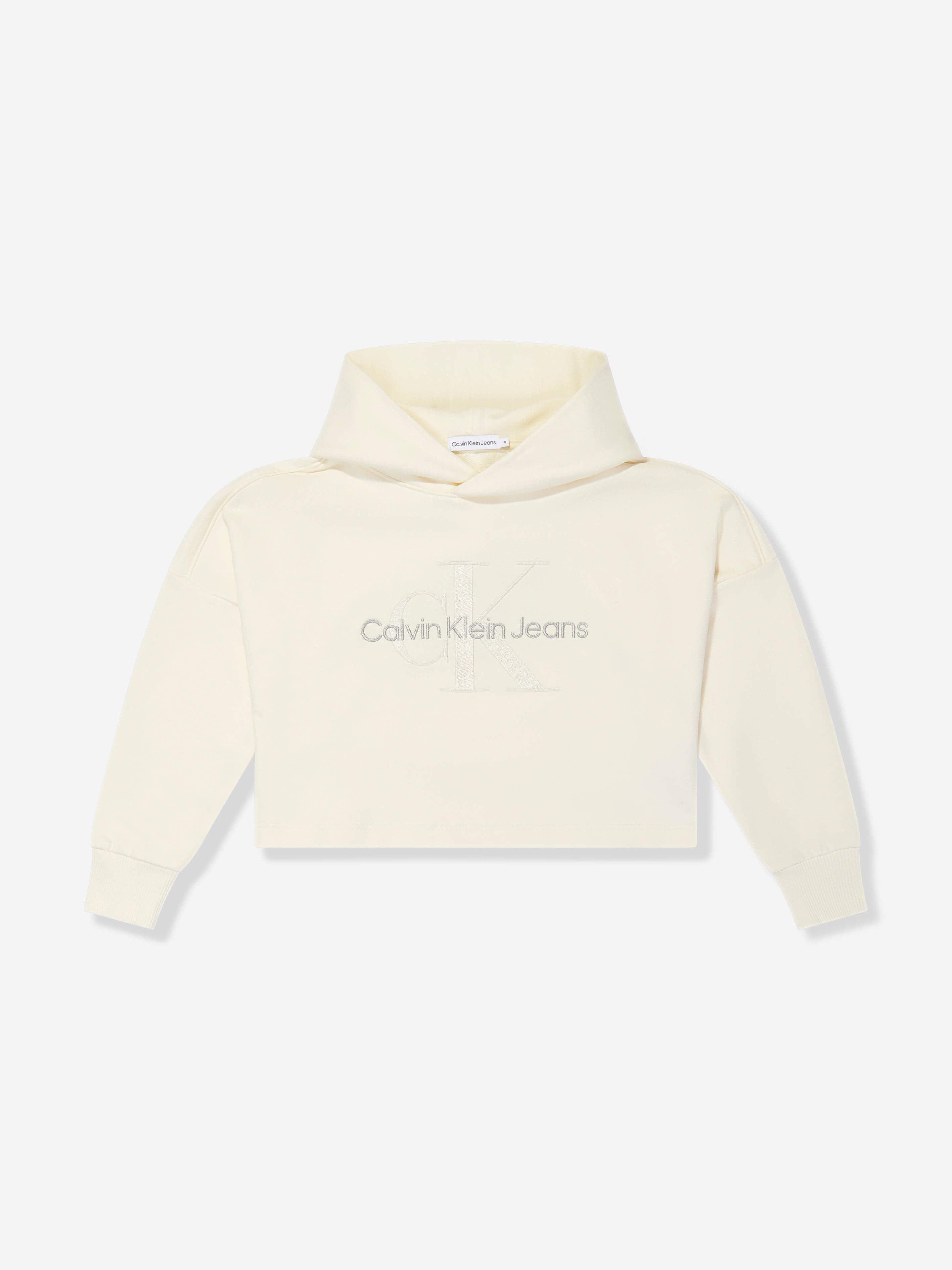 Calvin Klein Girls Monogram Embroidered Hoodie in Beige Buy Cheap Visit